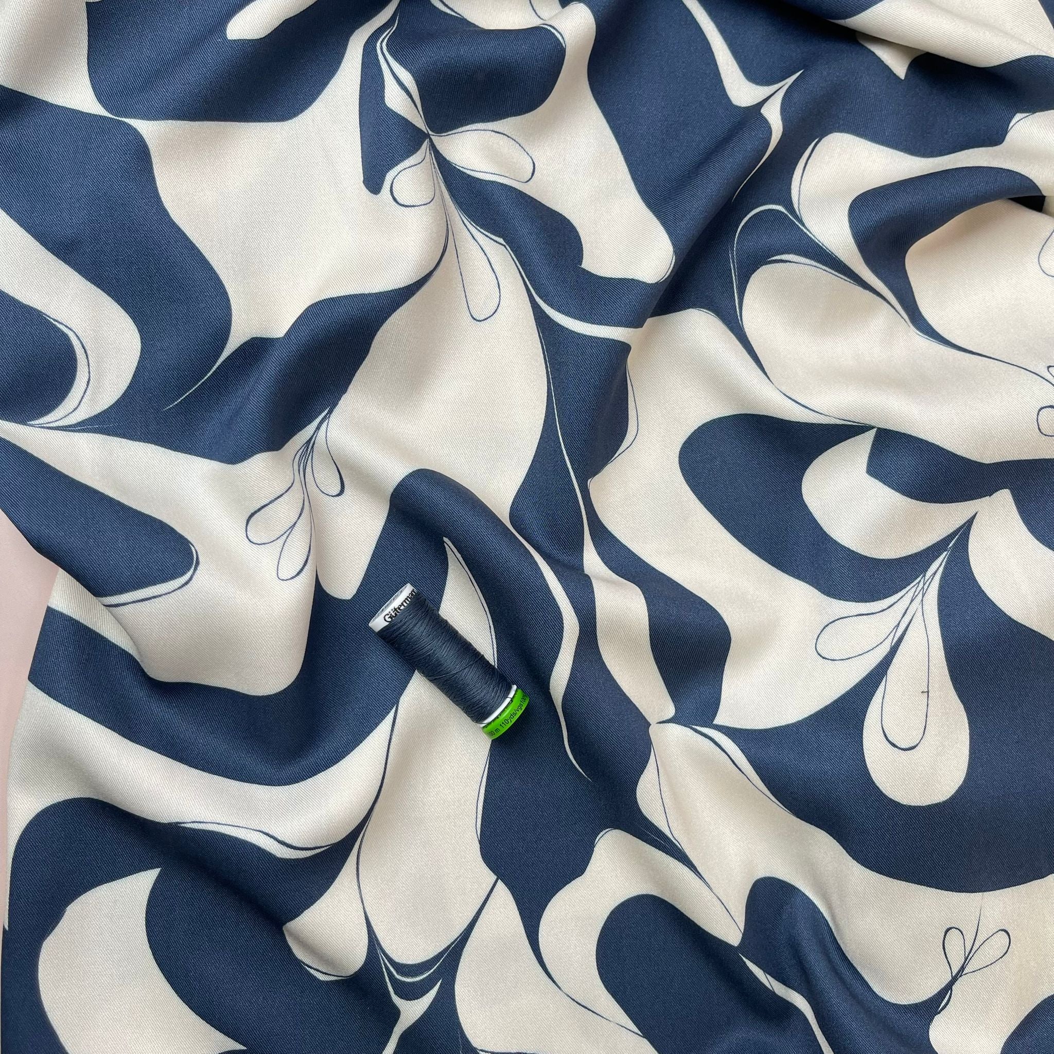 Light & Lush -Abstract Swirls Viscose Twill Fabric