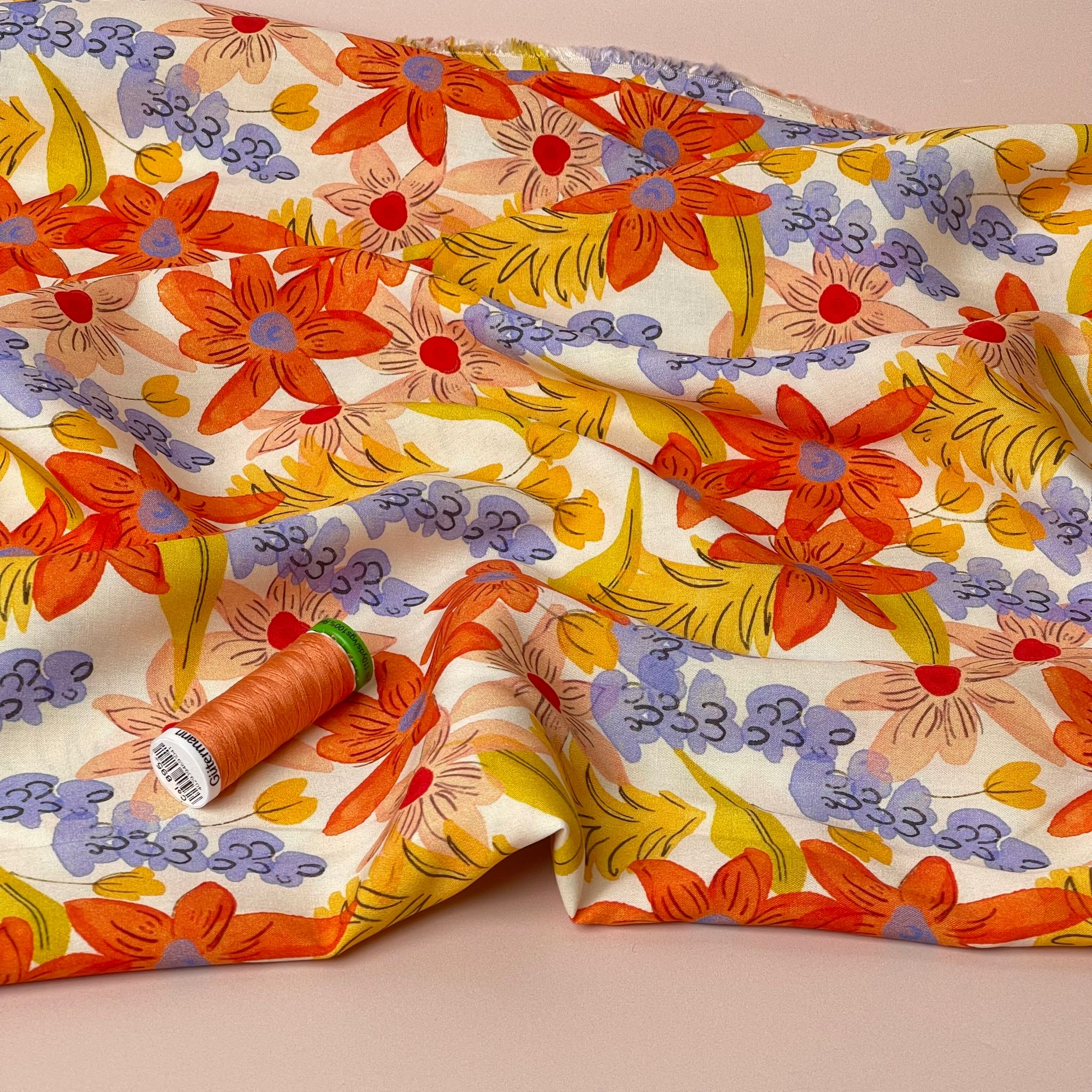 Golden Meadow Viscose Fabric