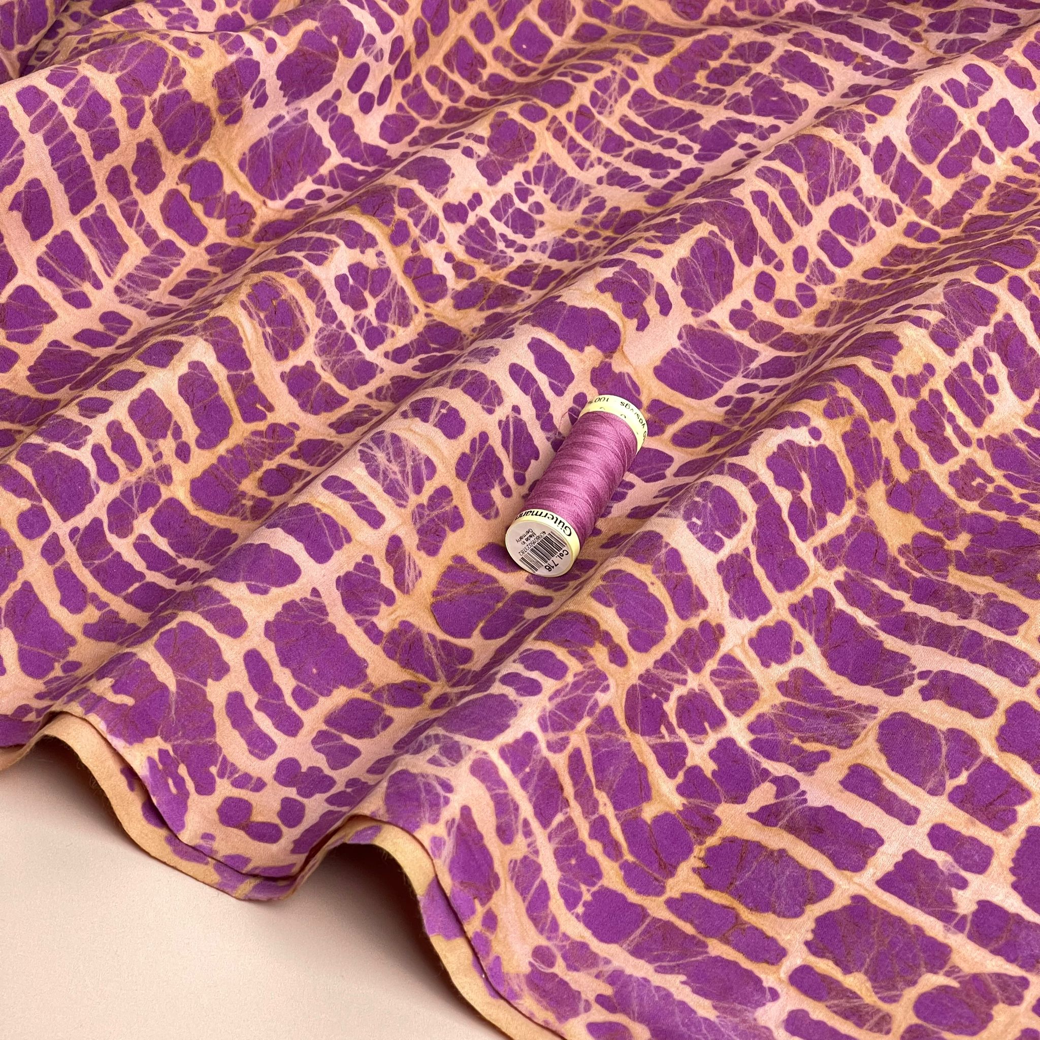 Batik Violet and Peach Cotton Fabric
