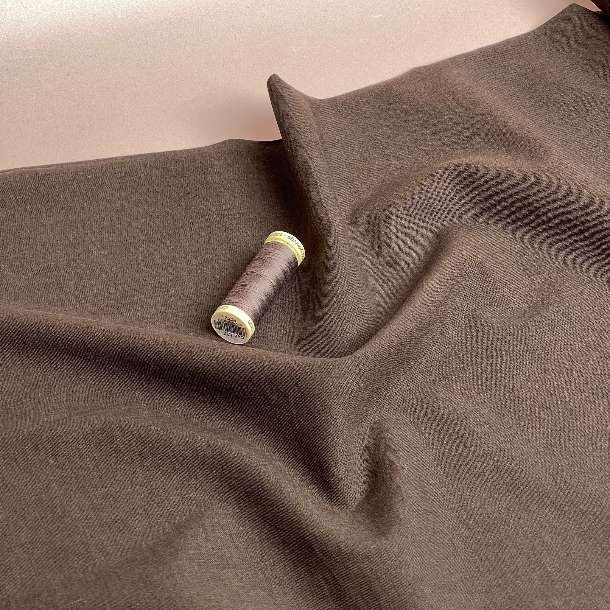 REMNANT 0.64 Metre - Sorona Linen in Brown - New Eco Linen Blend Fabric