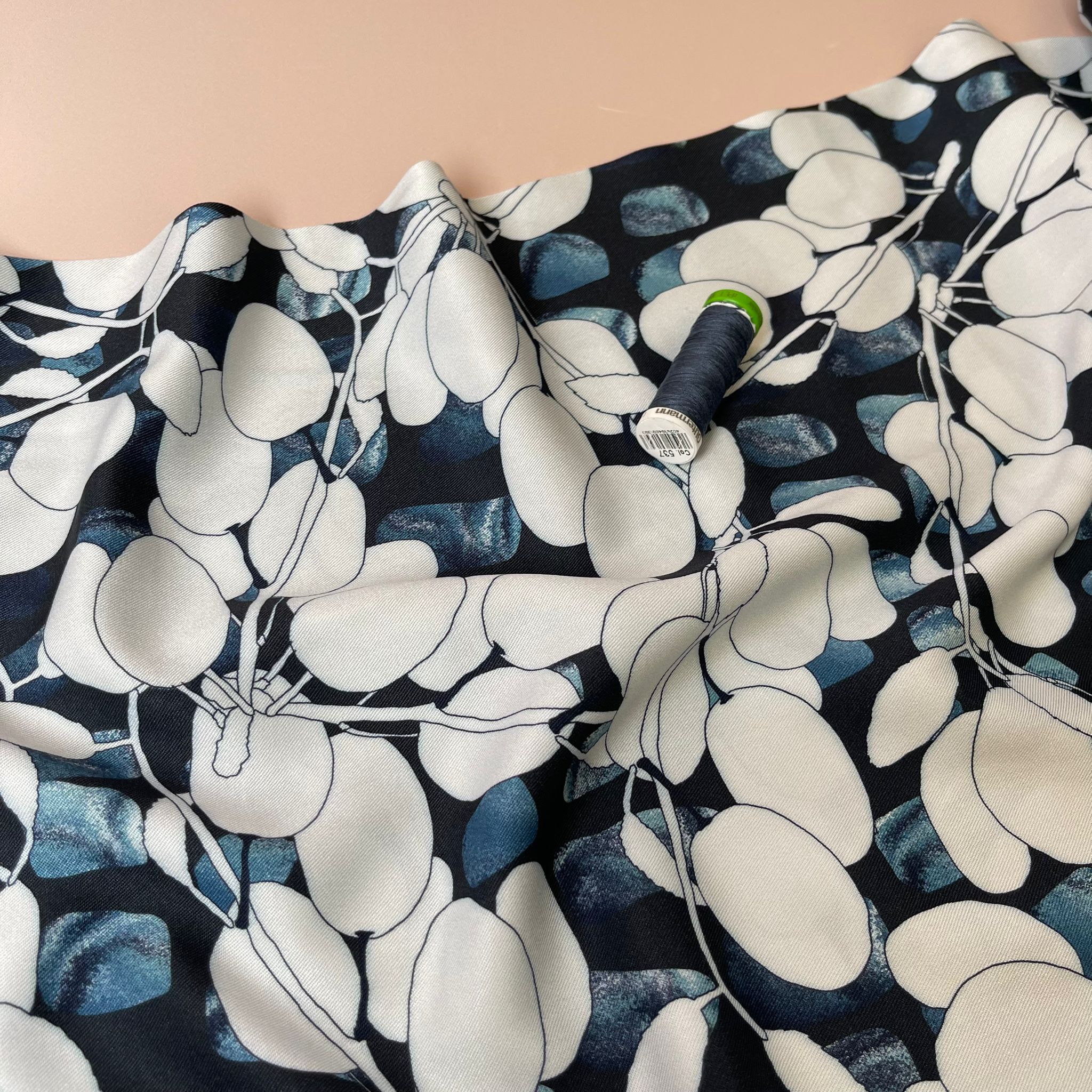 Light & Lush - Berries on Navy Viscose Twill Fabric
