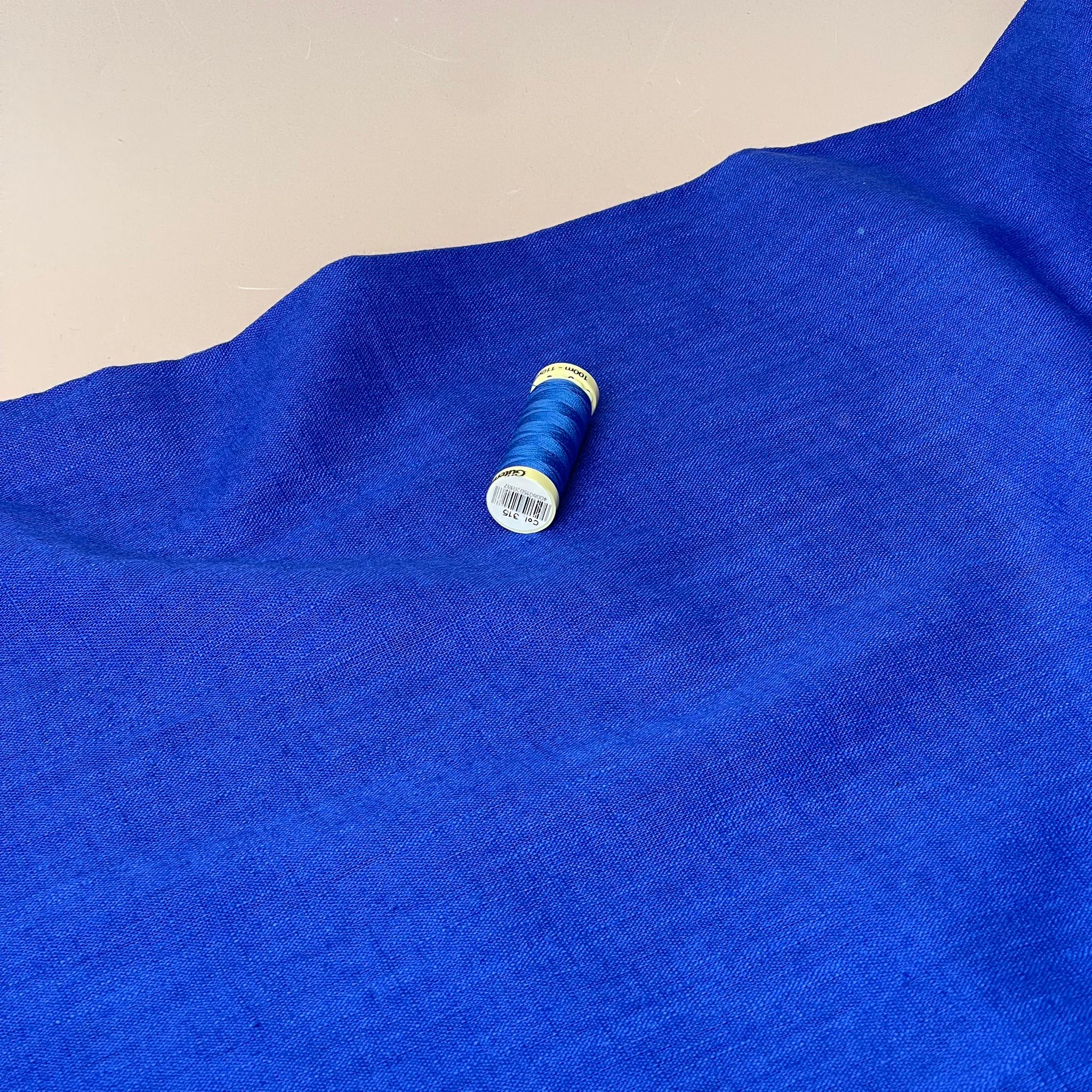 Breeze Royal Blue - Enzyme Washed Linen Cotton Fabric