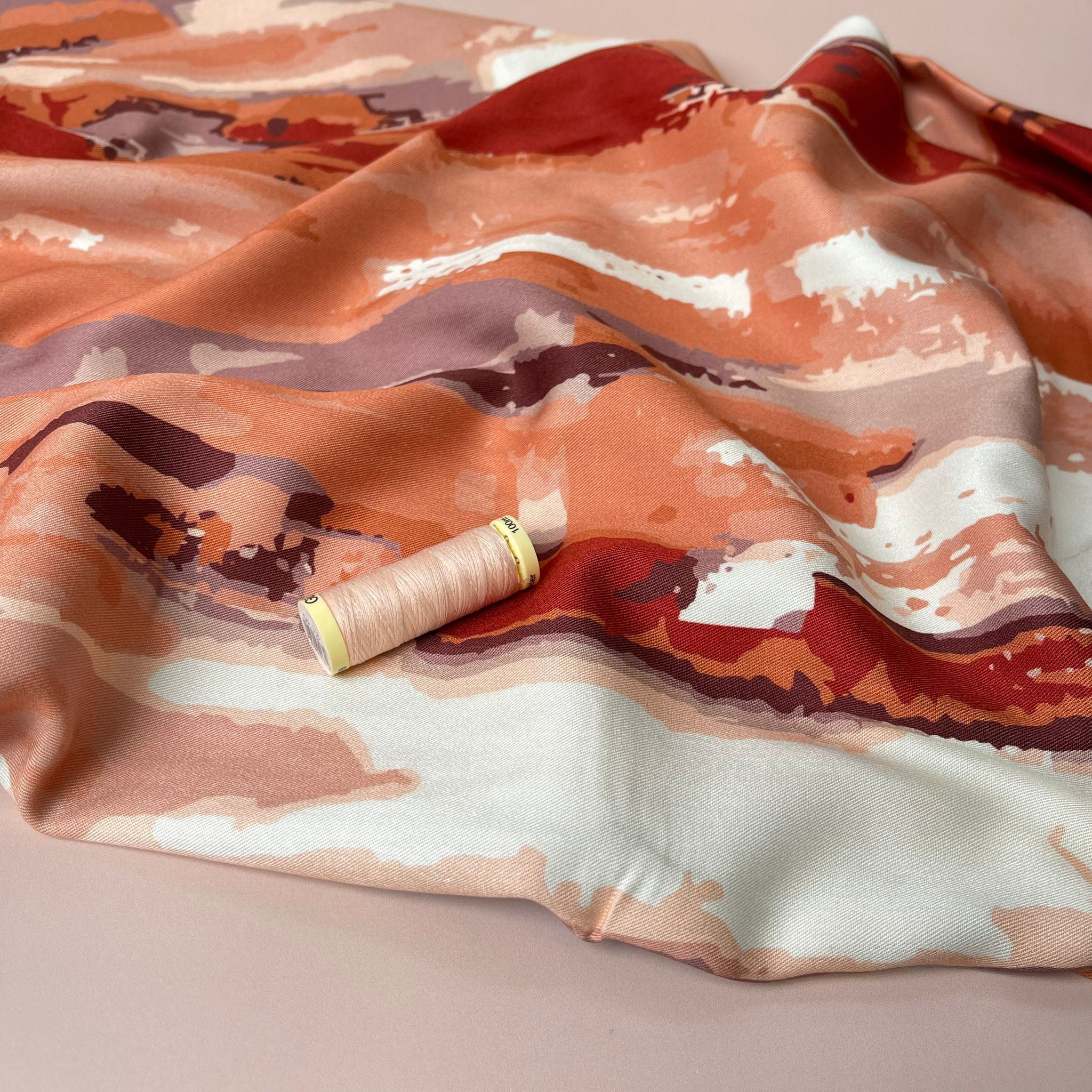 REMNANT 0.85 Metre - Light & Lush - Summer Sunset Viscose Twill Fabric