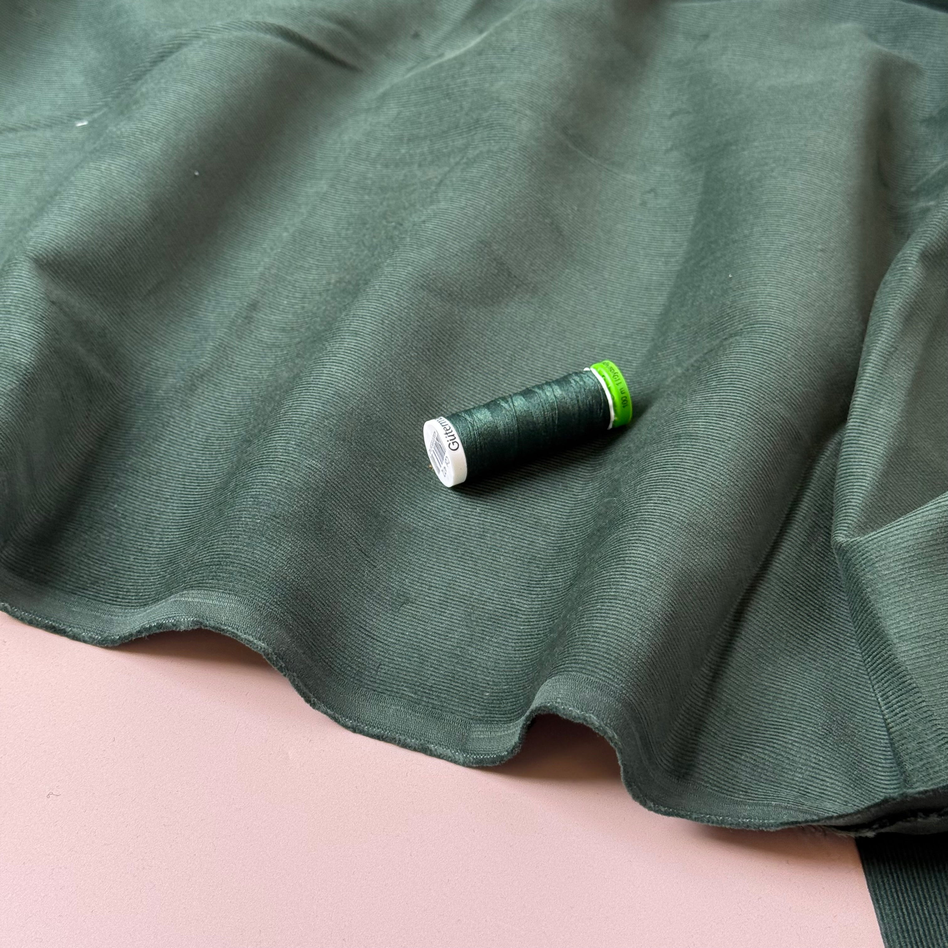 21 Wale Cotton Needlecord in Forest Green