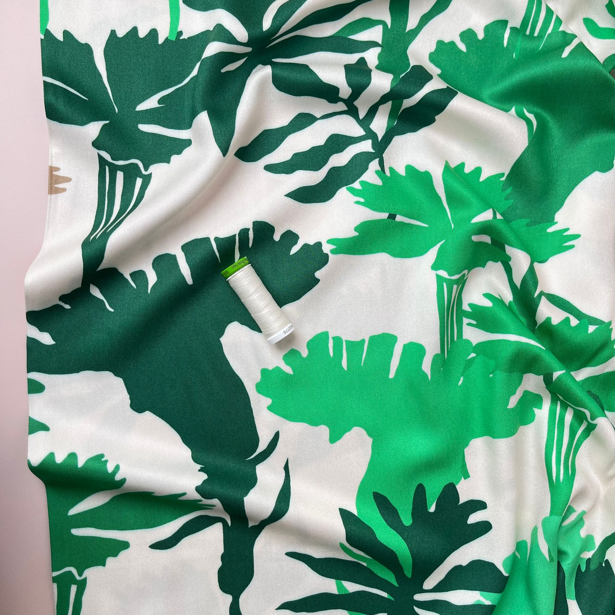 Light & Lush - Emerald Shadow Foliage Viscose Twill Fabric
