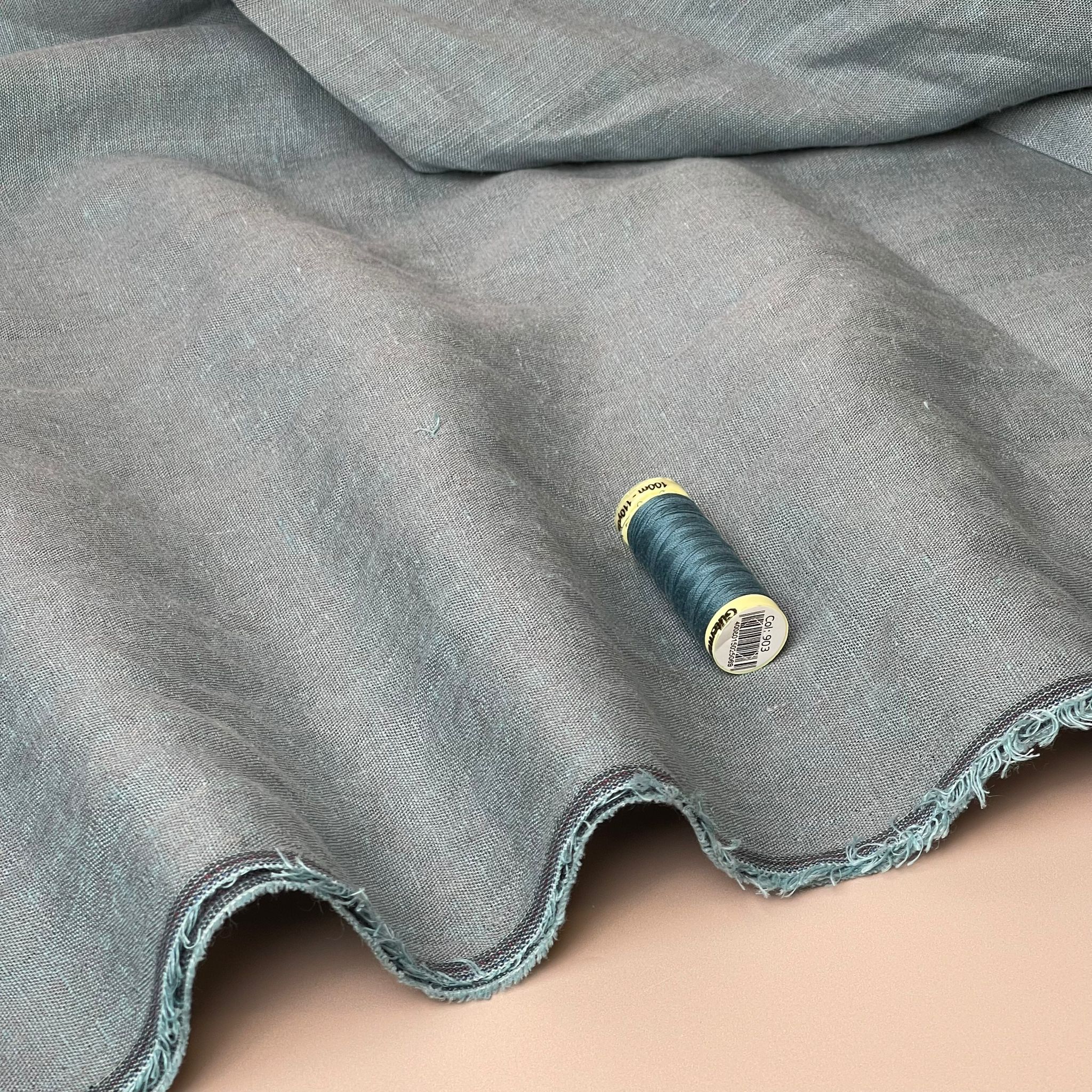Yarn Dyed Pure Linen Fabric in Slate Blue