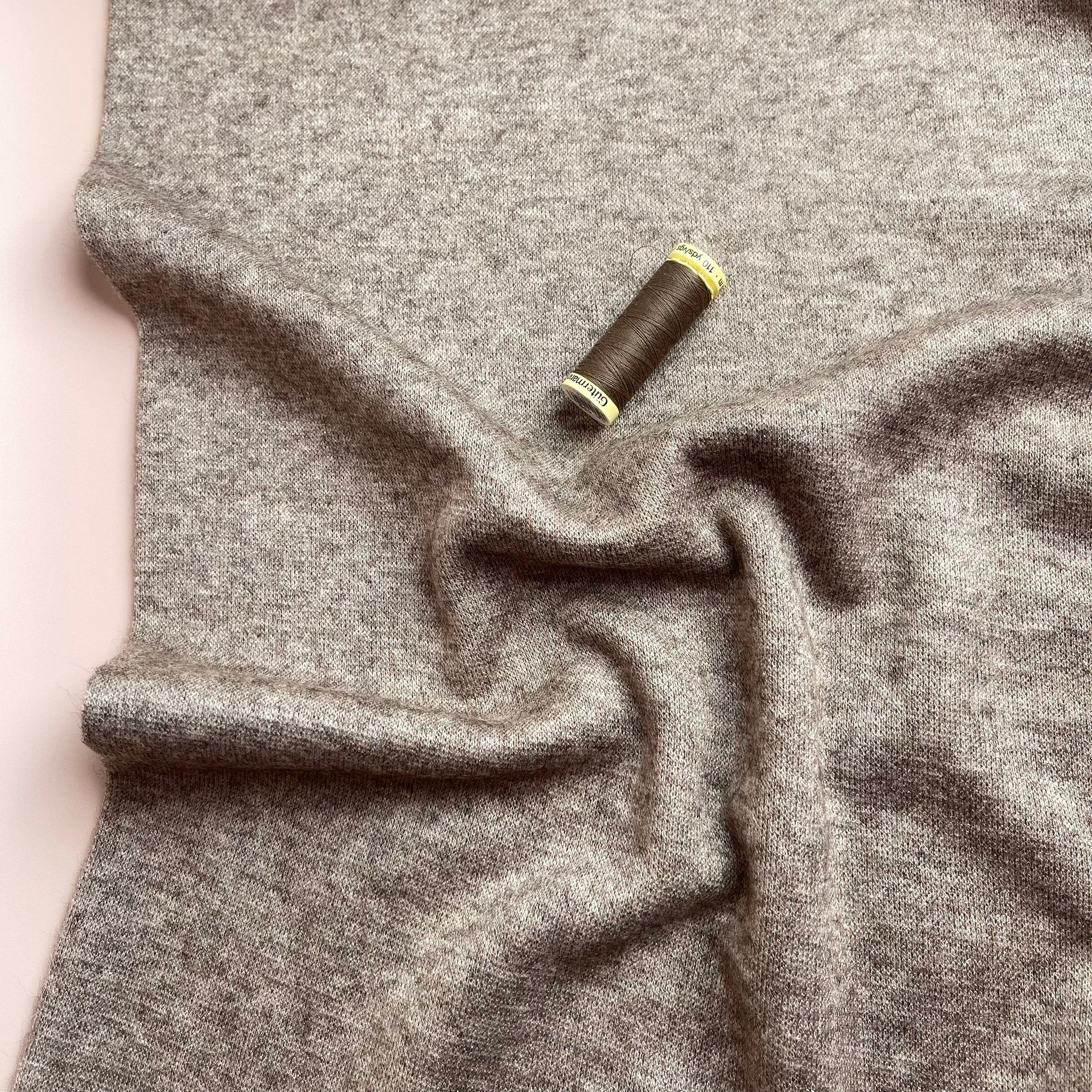Snug Viscose Blend Sweater Knit in Taupe Melange