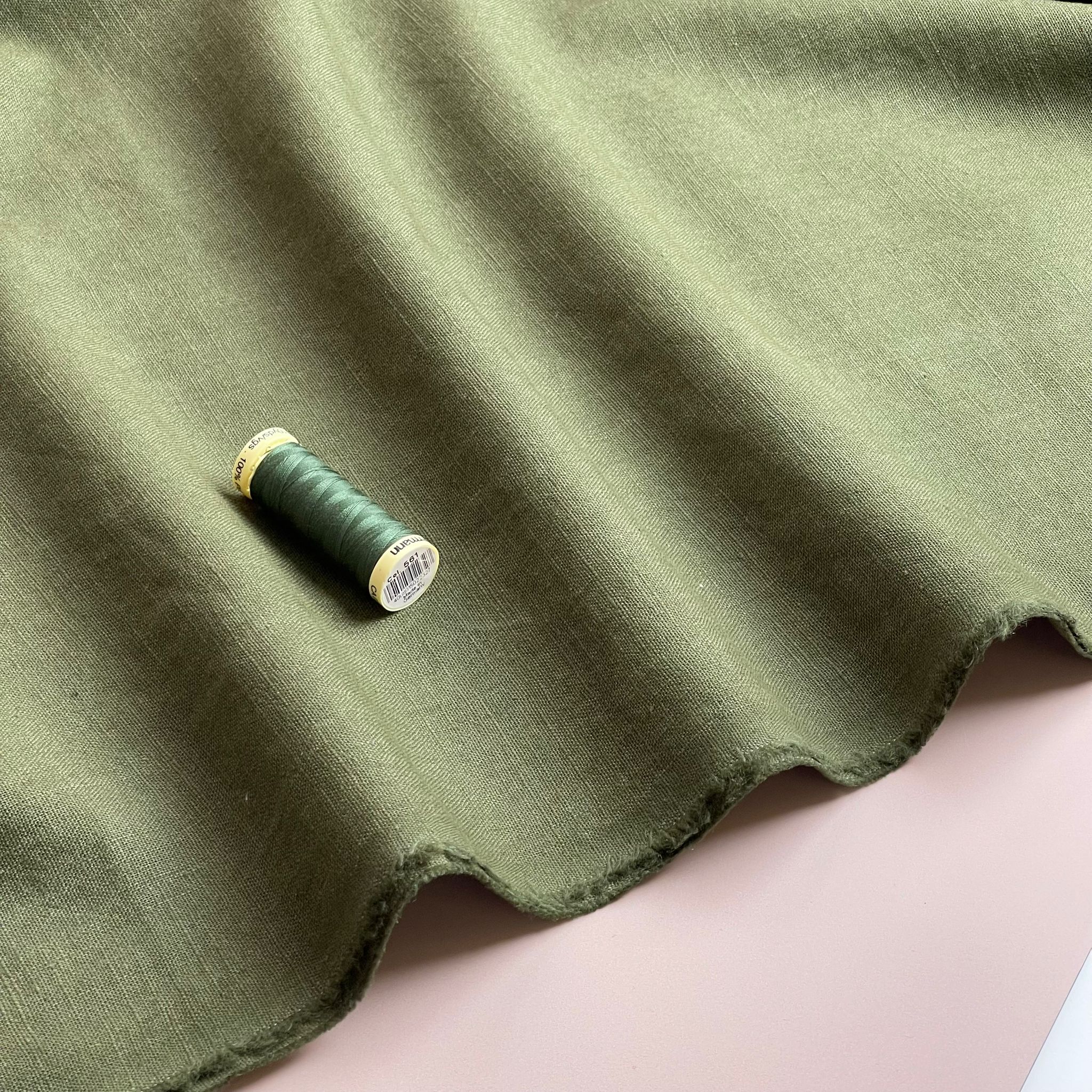 REMNANT 1.74 Metres - Breeze Twist of Lime - Enzyme Washed Linen Cotton Fabric