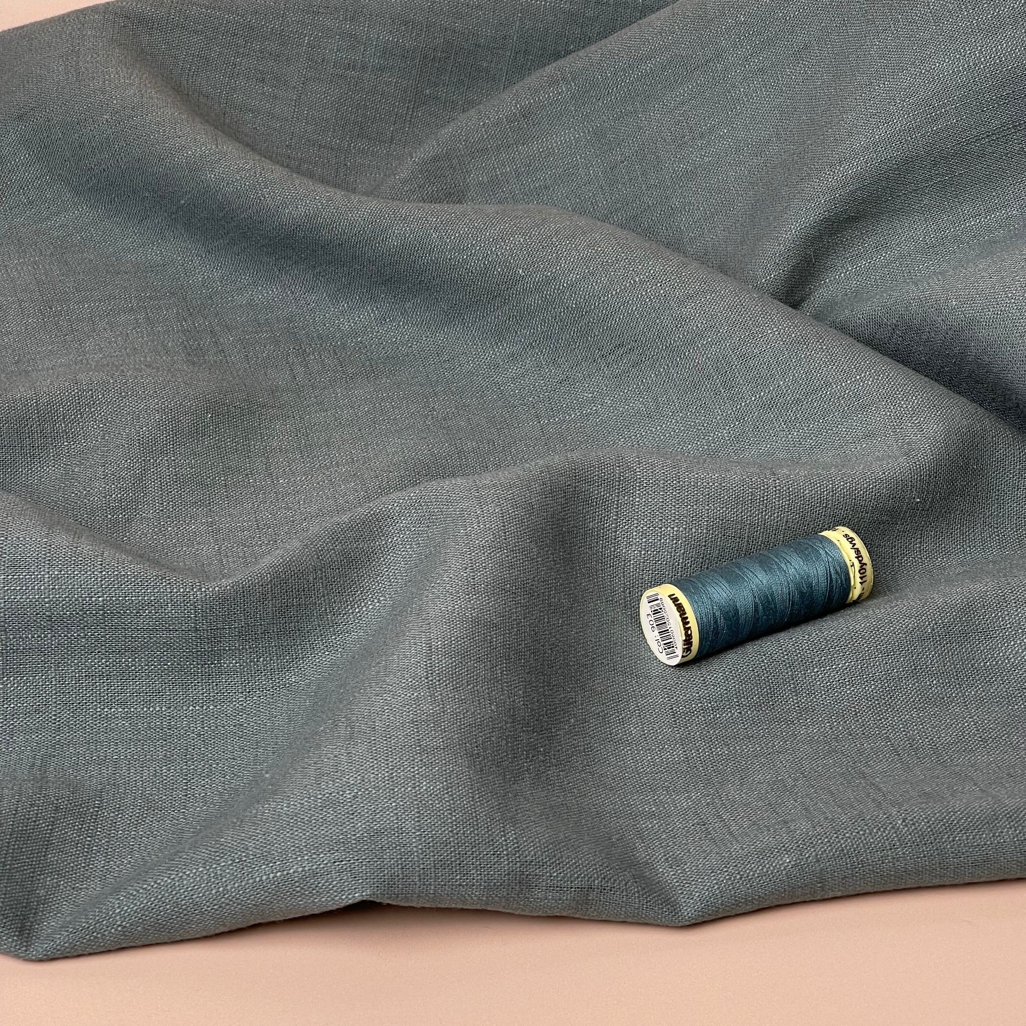 Breeze Slate Blue - Enzyme Washed Linen Cotton Fabric