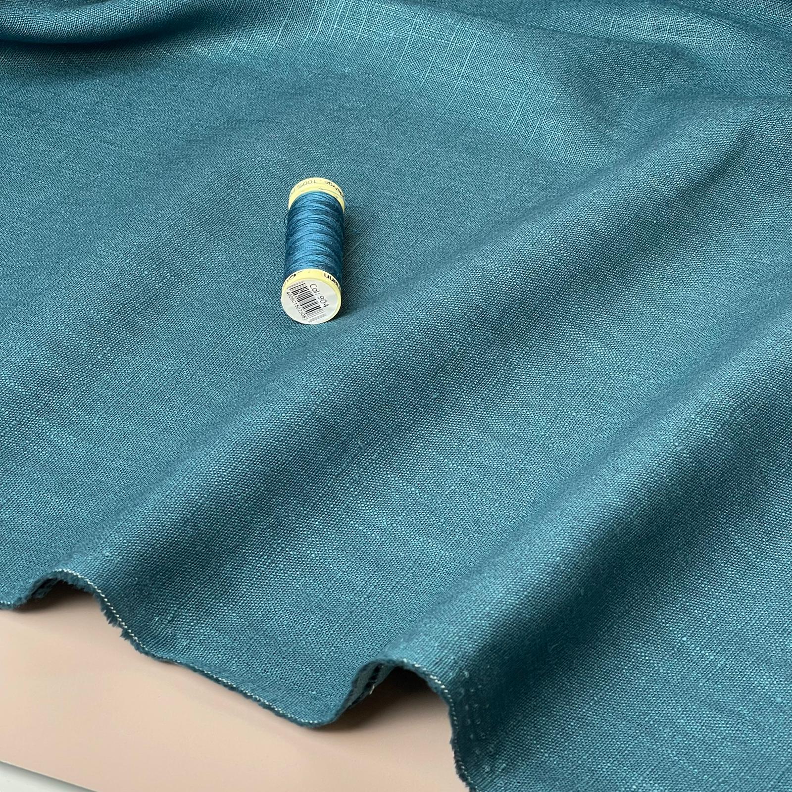 Breeze Petrol - Enzyme Washed Pure Linen Fabric