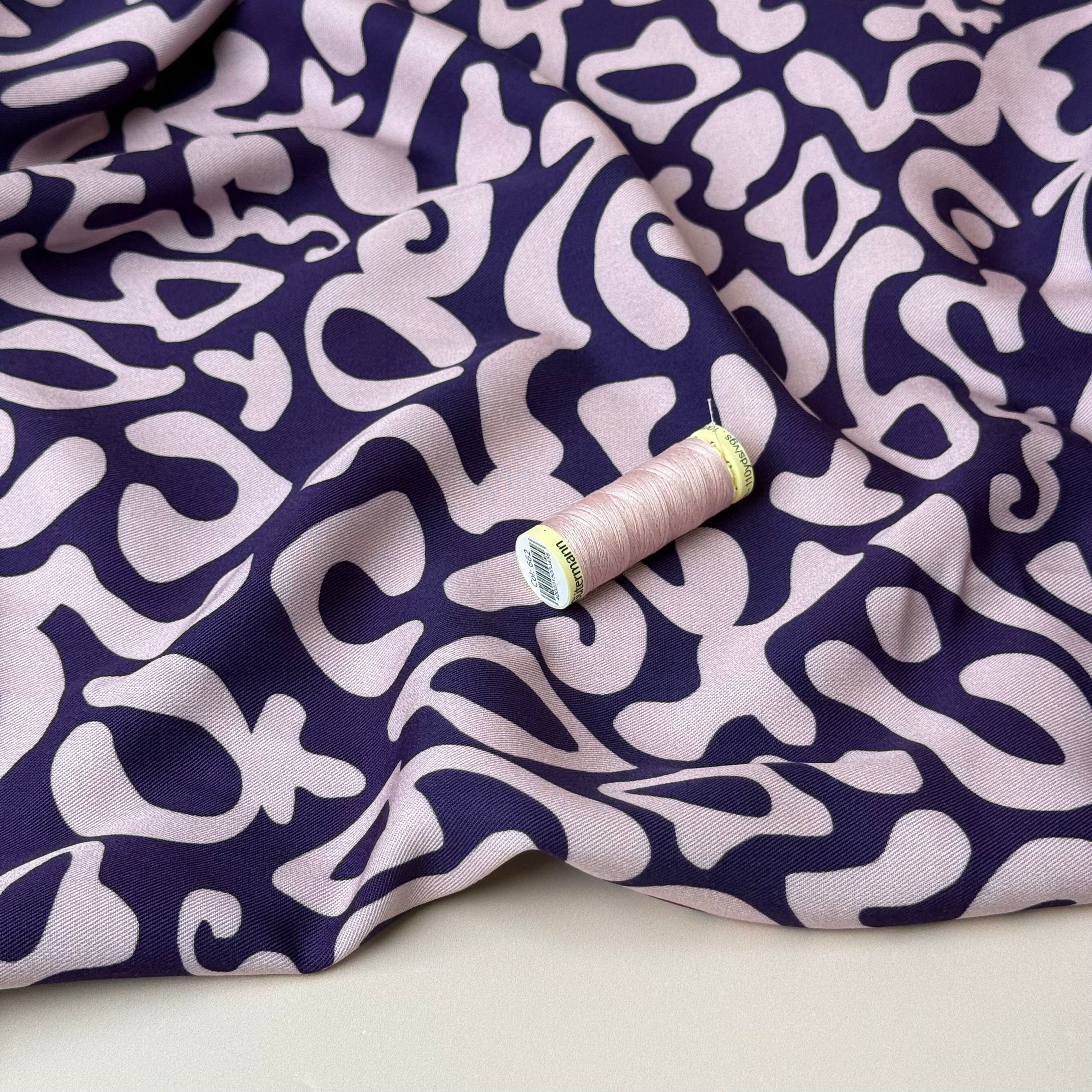 Light & Lush - Purple Swirls Viscose Twill Fabric