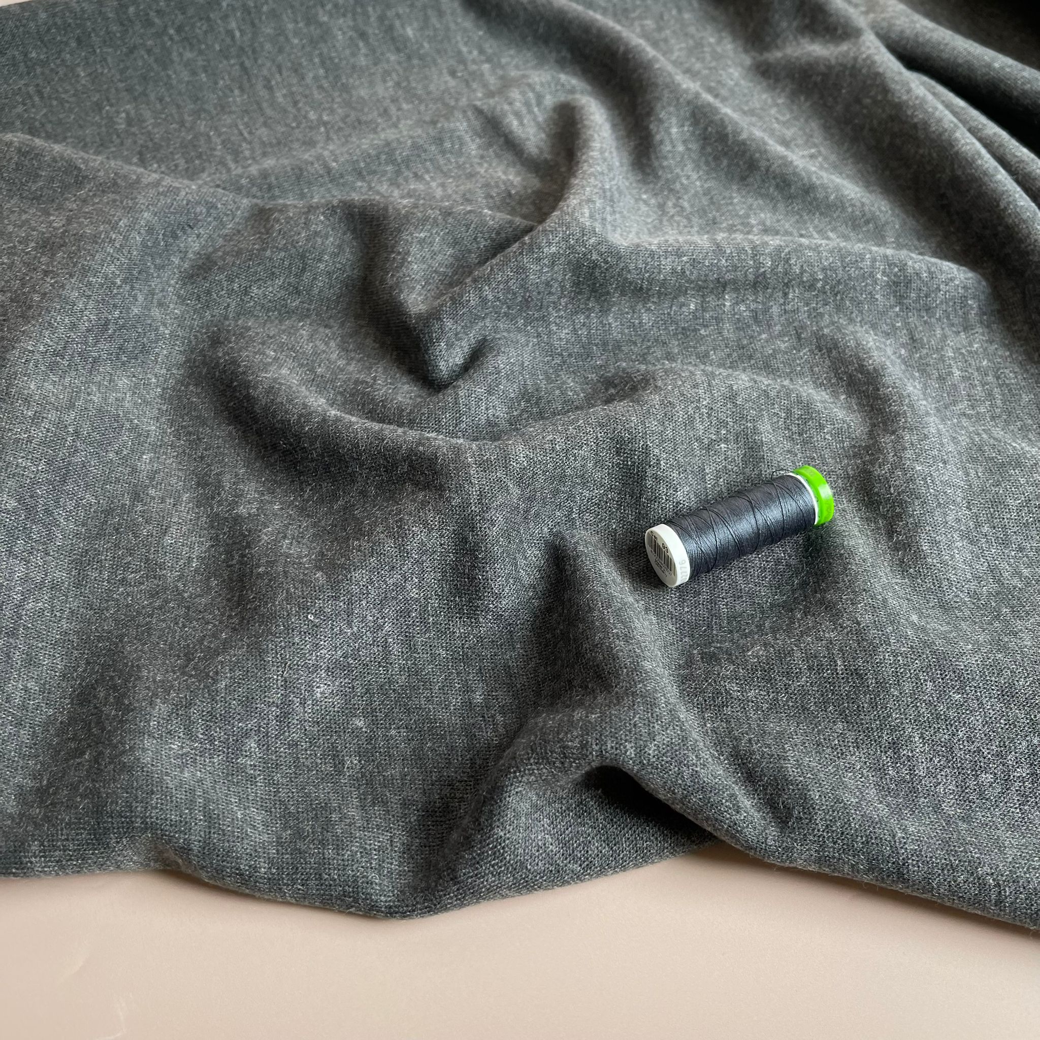 Soft Touch Viscose Blend Sweater Knit in Melange Grey