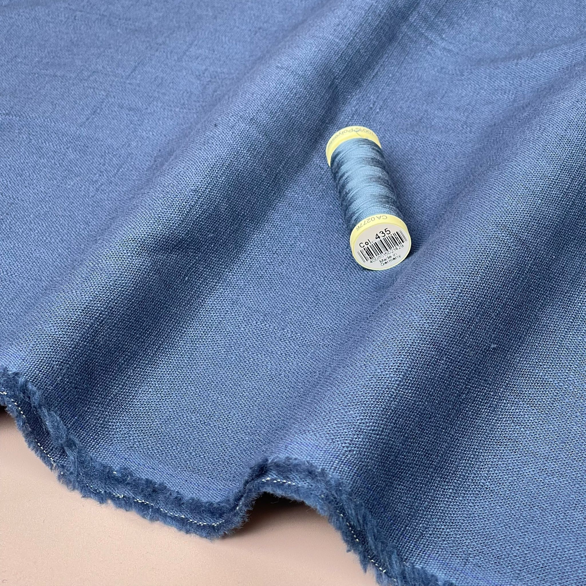 Breeze Dark Cornflower - Enzyme Washed Linen Cotton Fabric