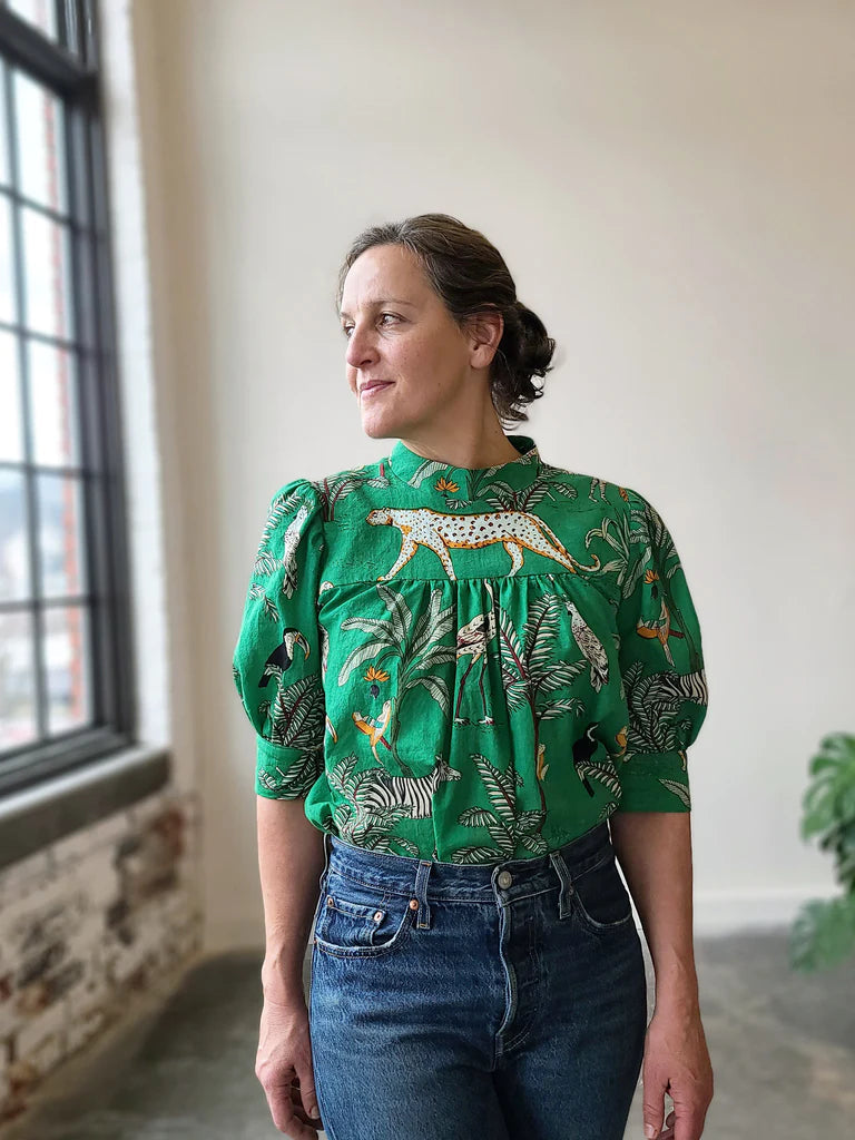 Sewing Kit - Regalia Blouse in Hazy Foliage Viscose