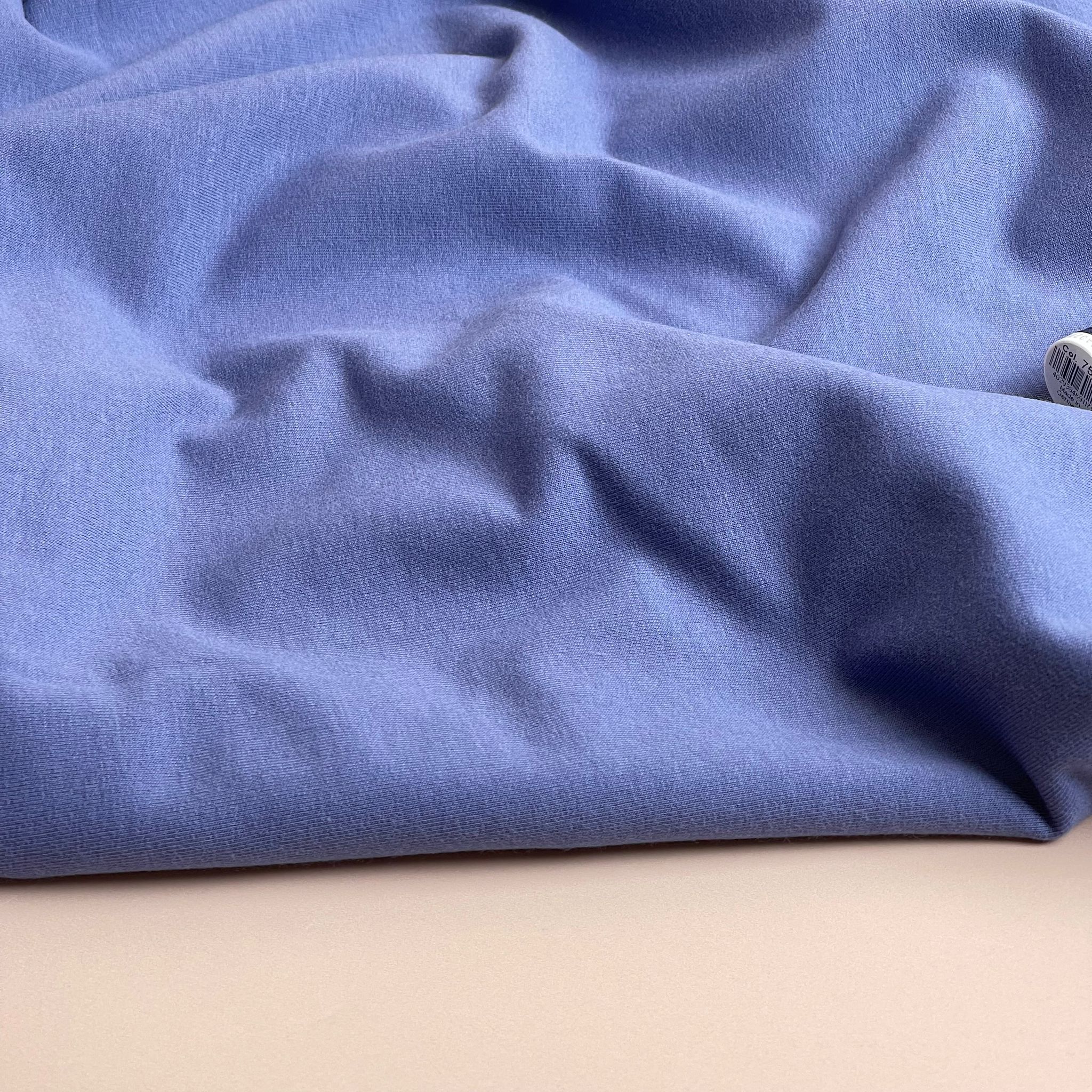 Peach Soft GOTS Organic Cotton Sweat-shirting in Cornflower Blue