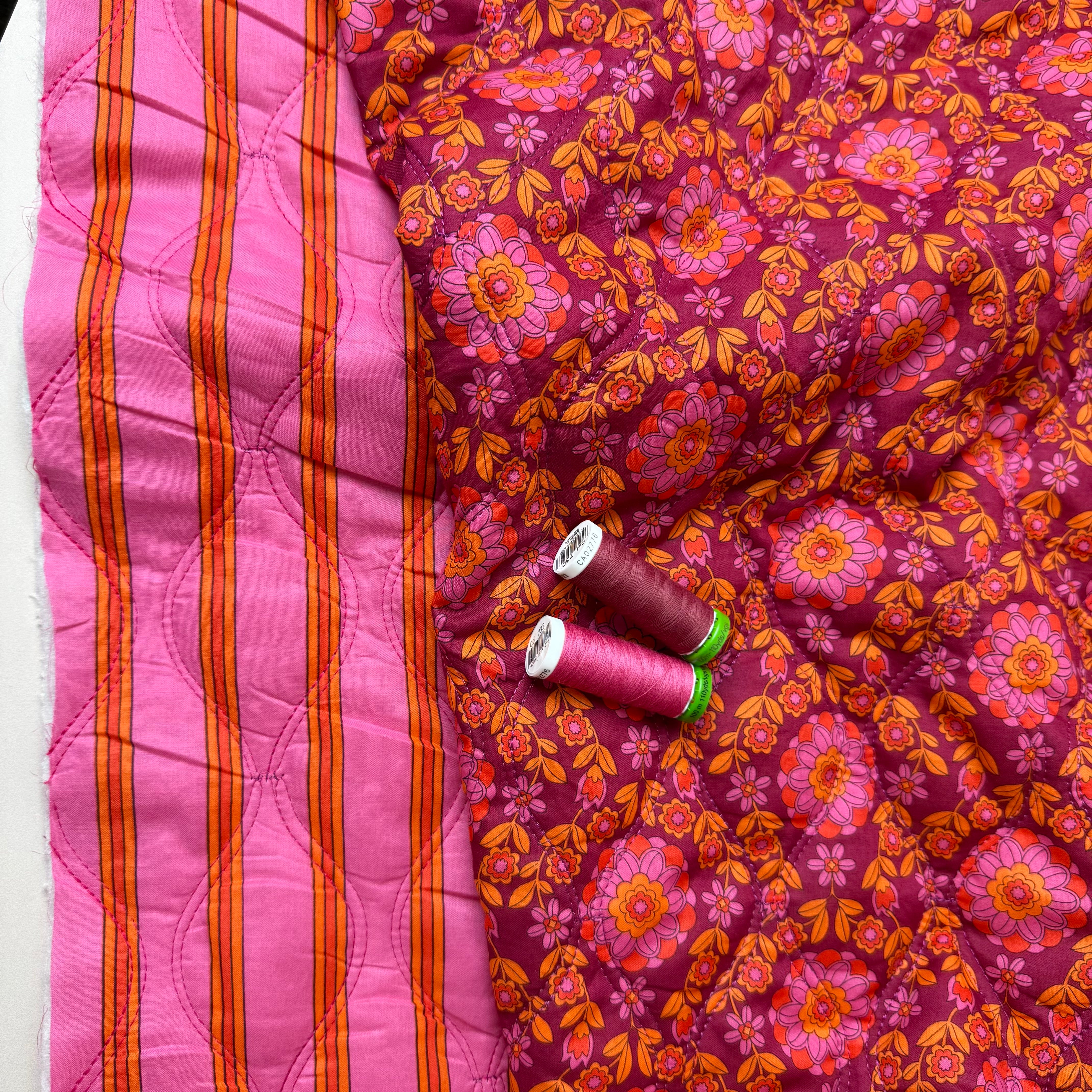 Kaleidoscope Flower Sangria Quilted Cotton Fabric