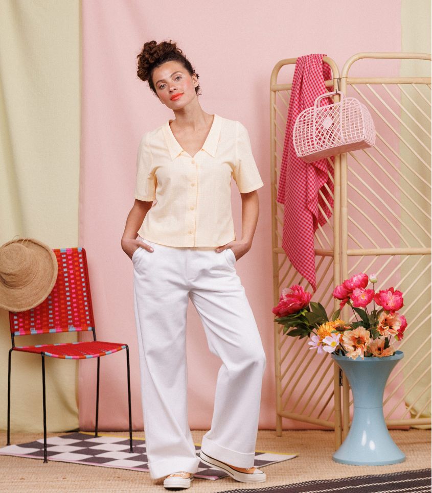 REMNANT 0.62 Metre - Cousette - Coconut Soft Cotton Denim