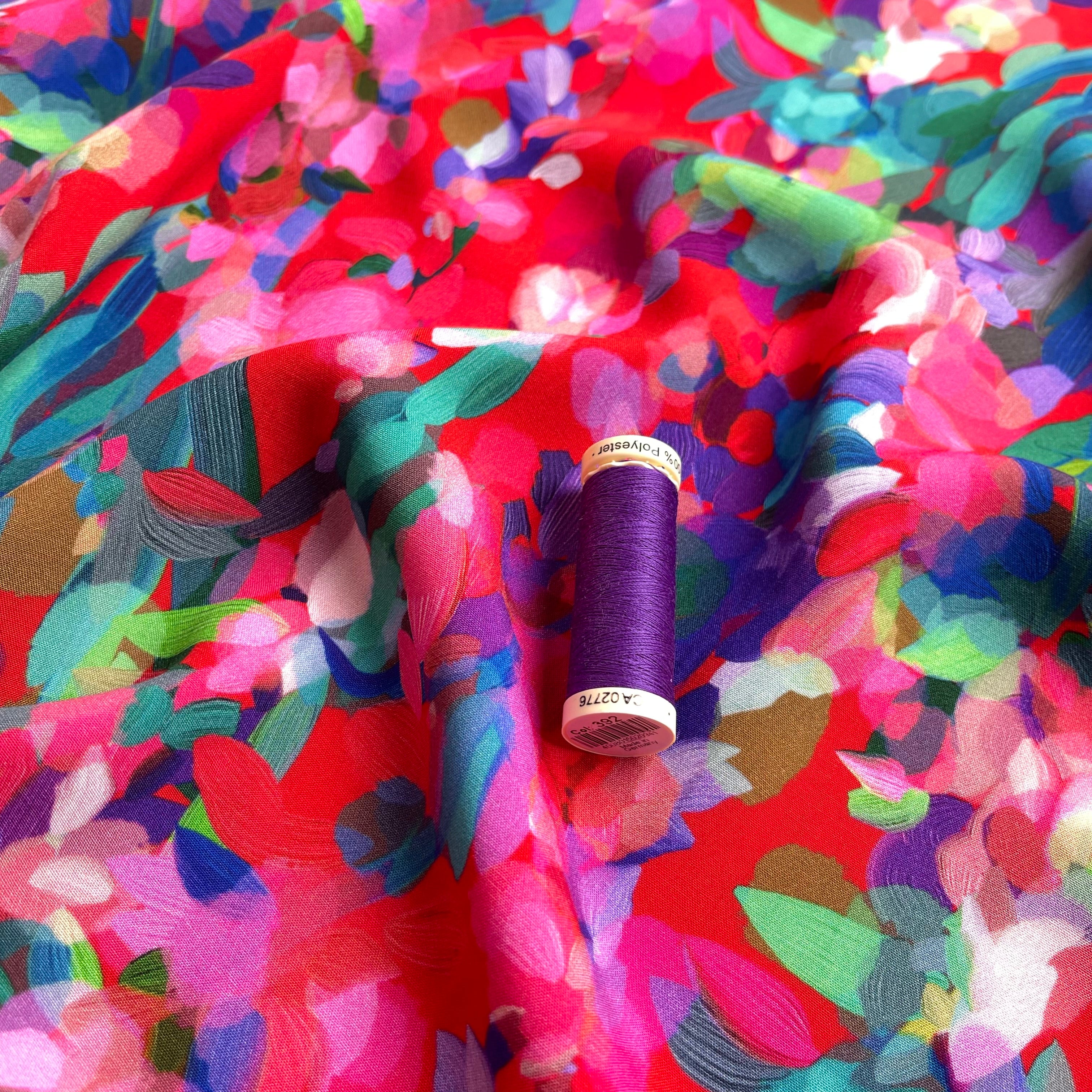 Summer Party - Lupine Petals Red ECOVERO™ Viscose