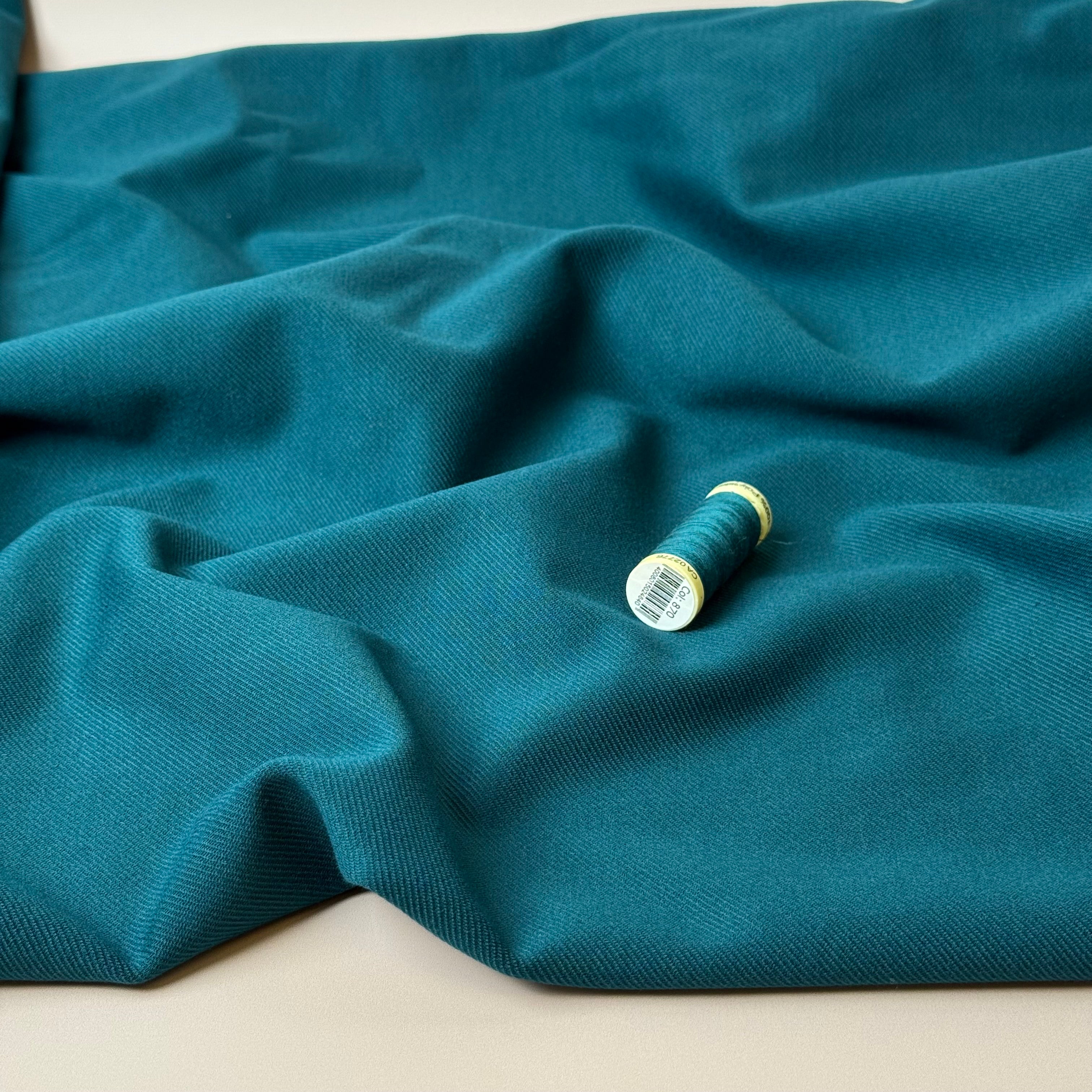 Petrol Viscose Ponte Roma Twill Double Knit Fabric
