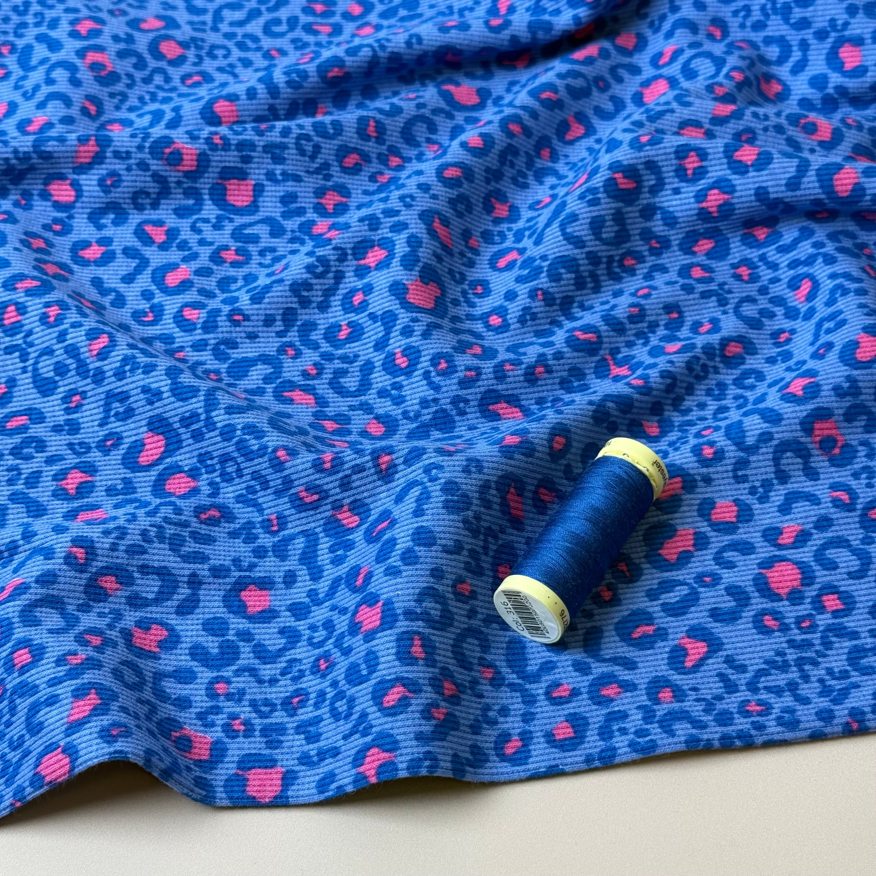 Animal Print Cobalt Cotton Ribbed Jersey