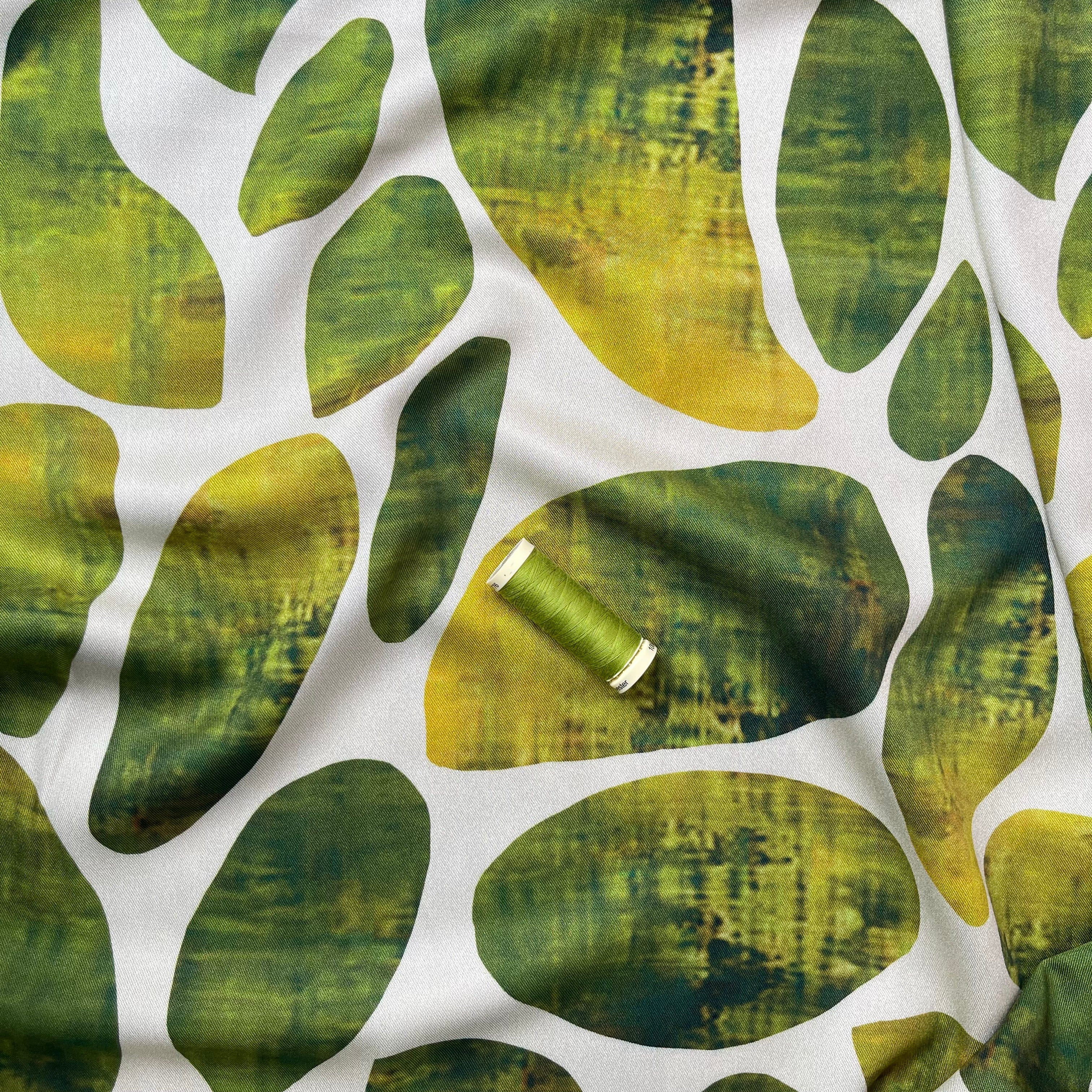 Light & Lush - Large Mossy Pebbles Viscose Twill Fabric