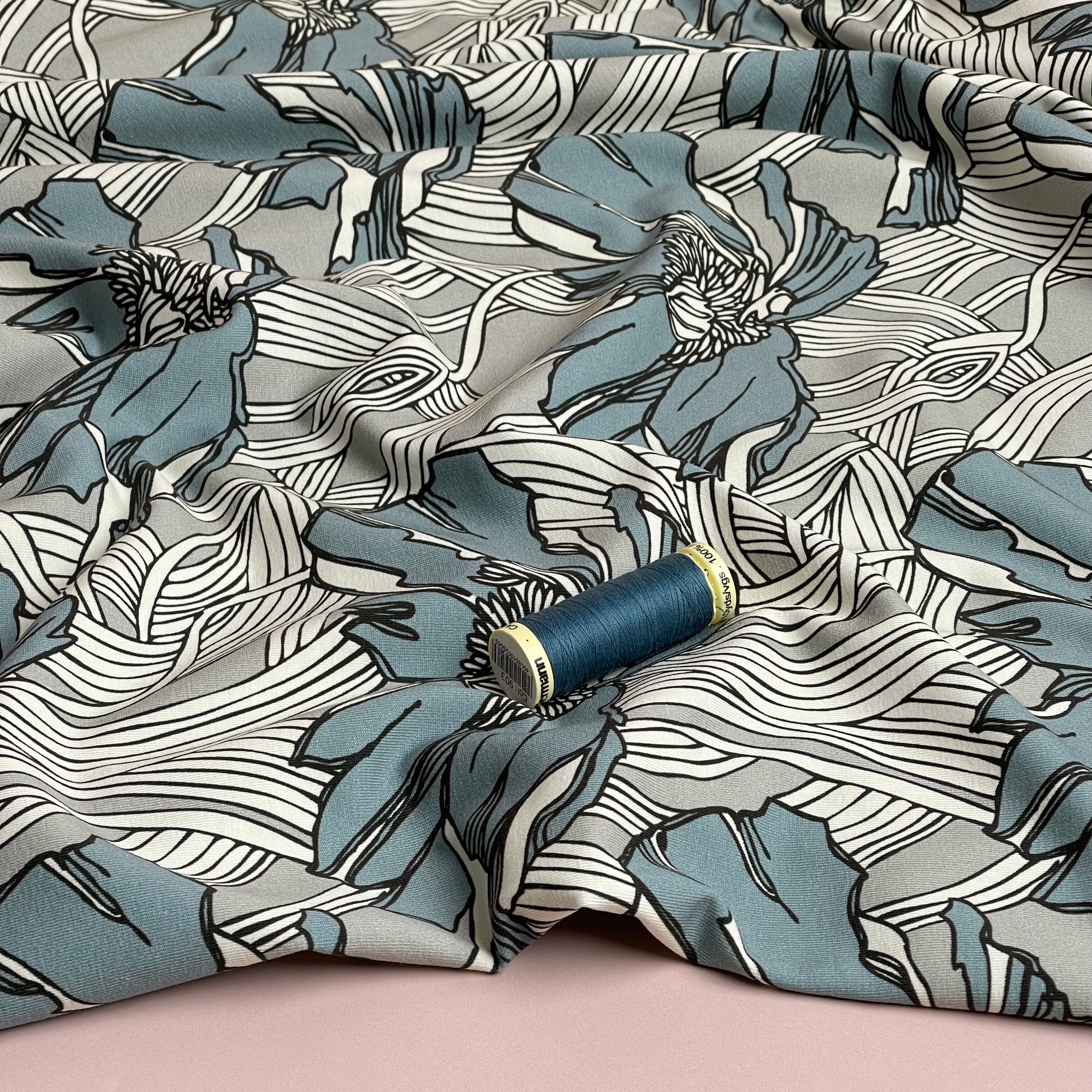 Danish Design - Bold Linear Flower Cotton Jersey