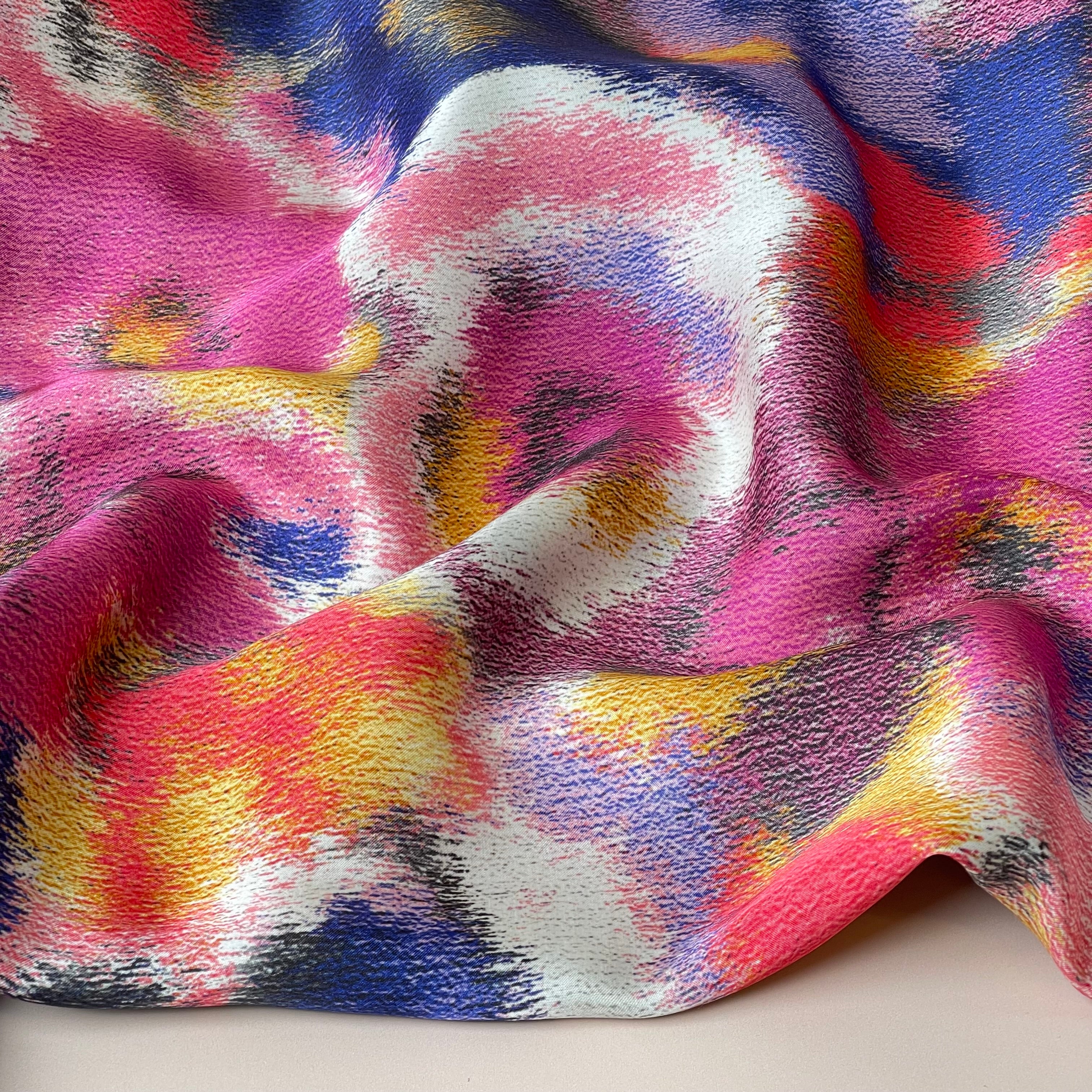 Abstract Dreams Pink Viscose Sateen Fabric