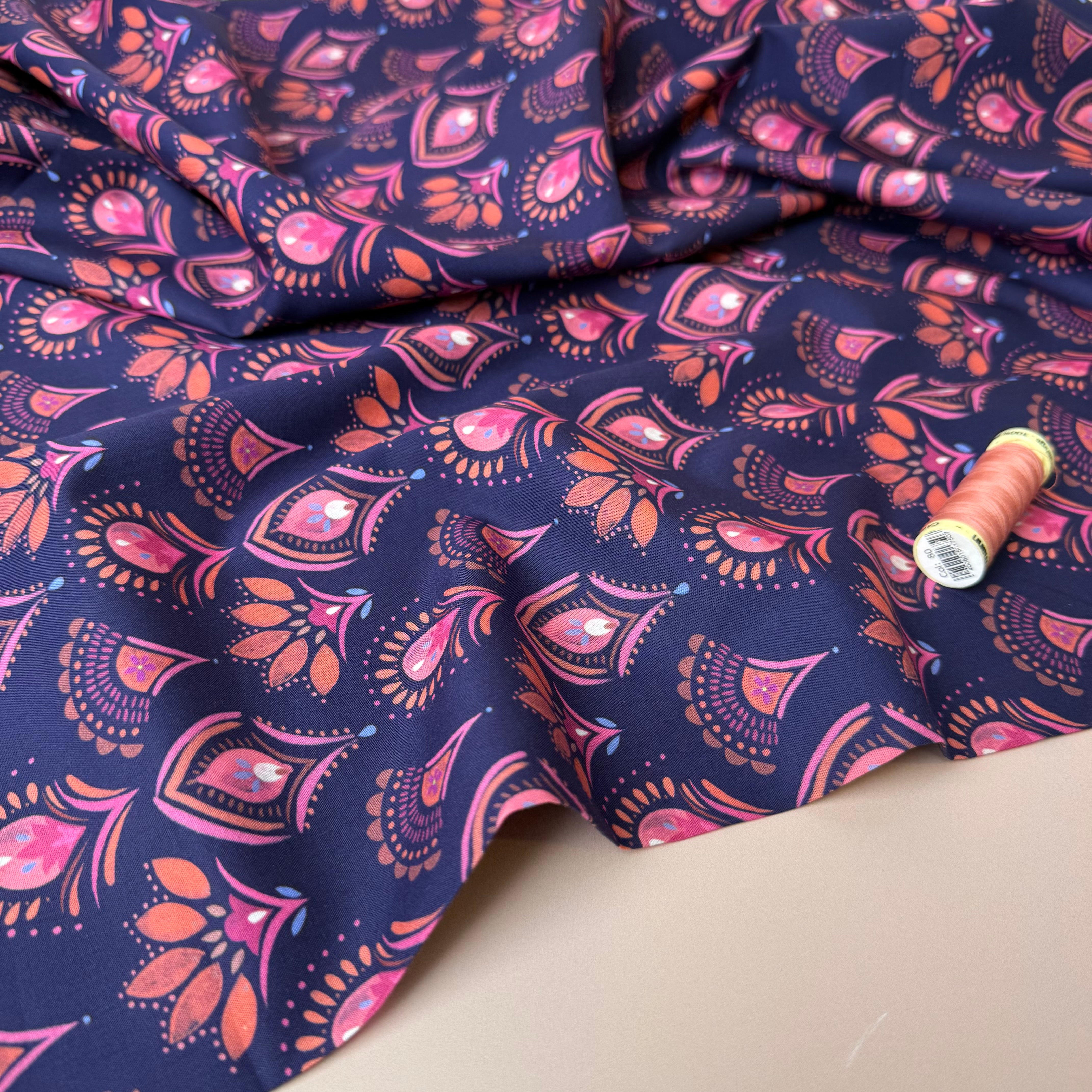 Ornament Flowers Fine Cotton Poplin Fabric