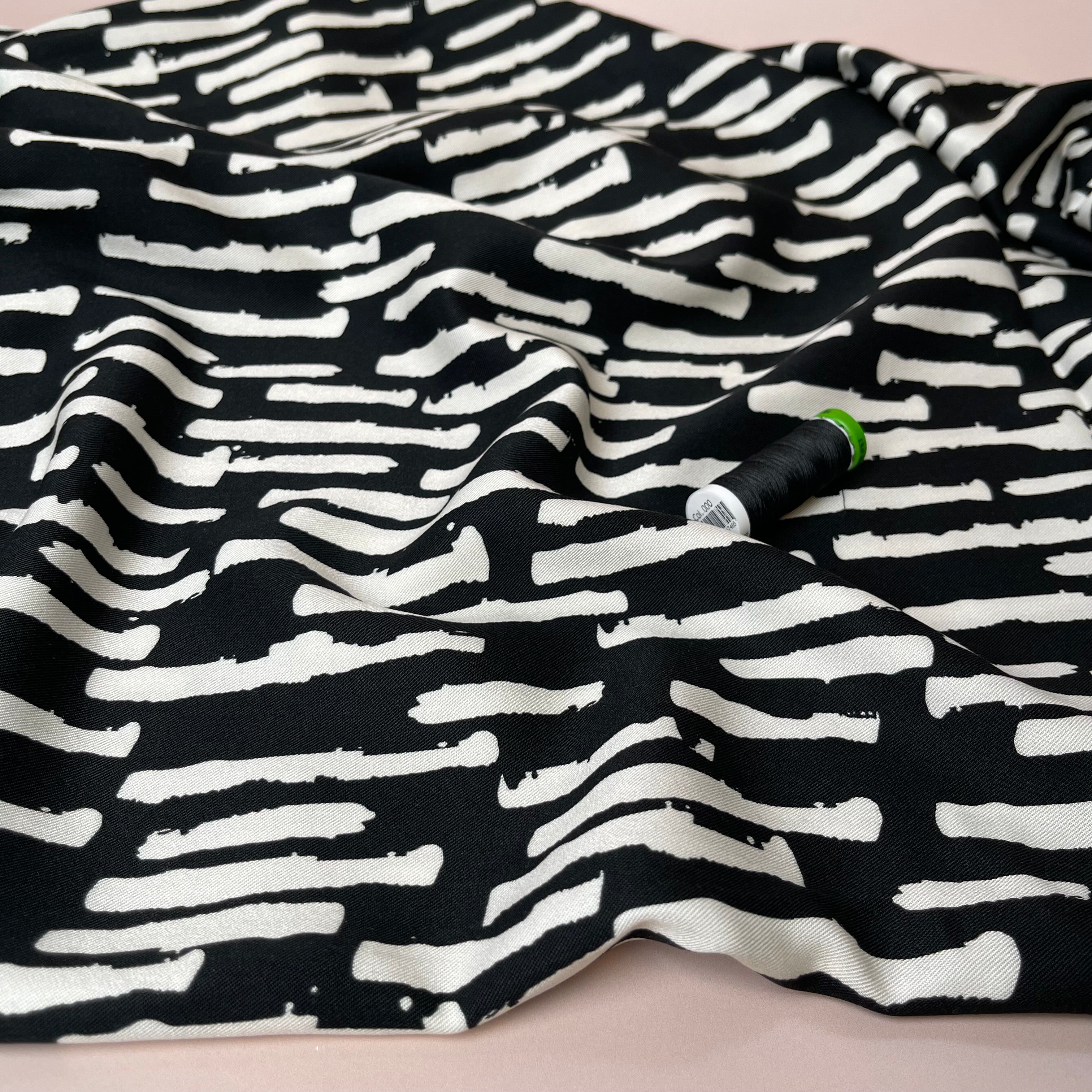 Light & Lush - Monochrome Bricks Viscose Twill Fabric
