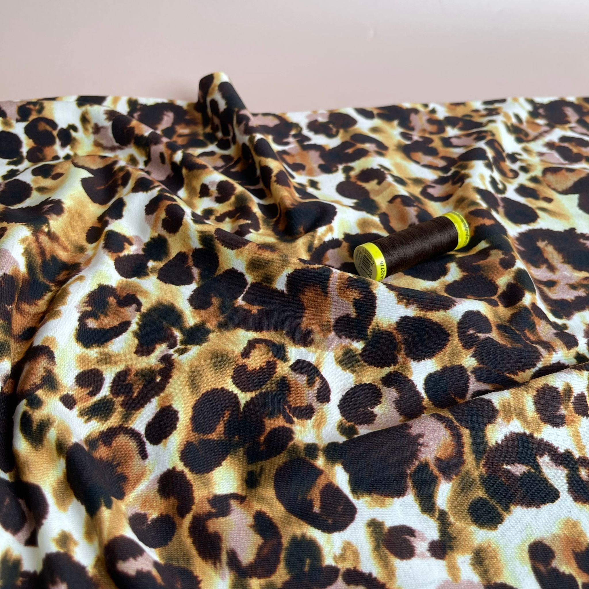 REMNANT 1.07 Metres - Danish Design -Bold Leopard Spots Cotton Jersey Fabric