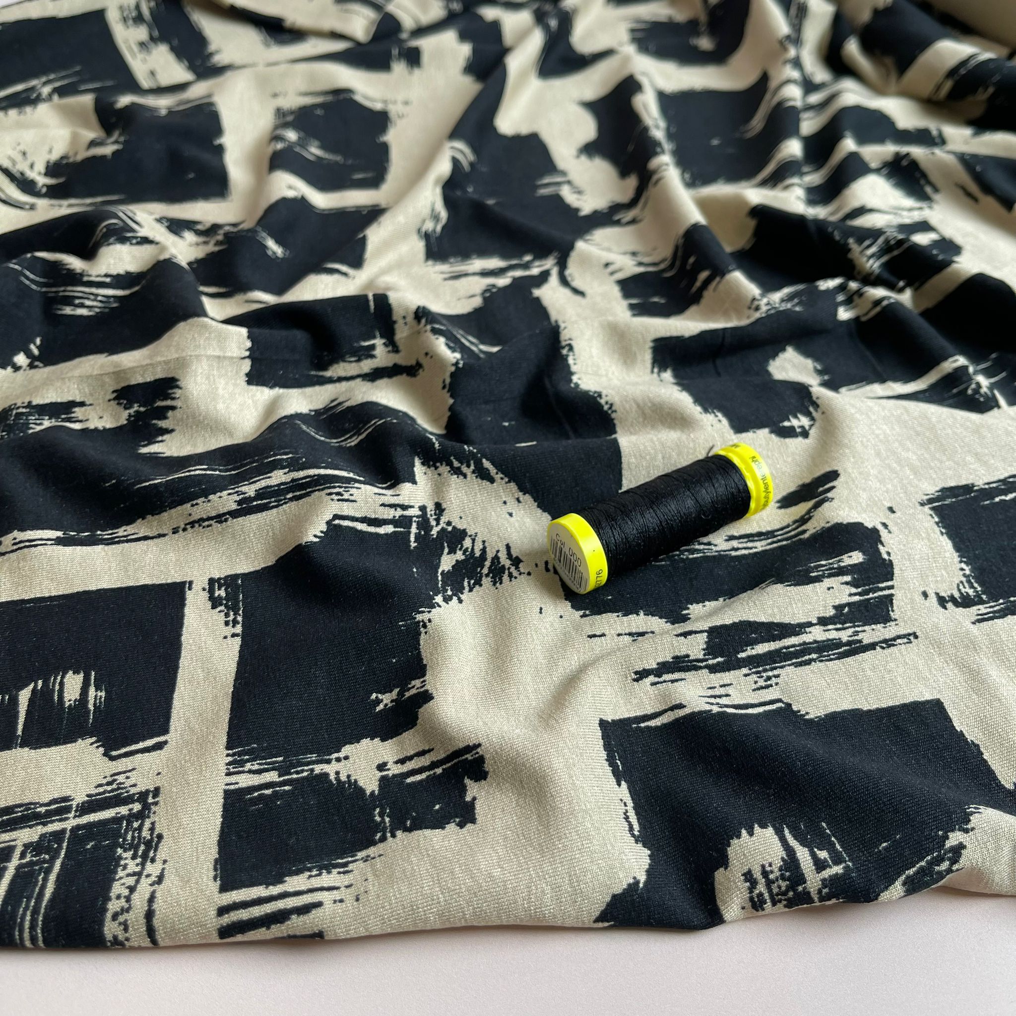 REMNANT 2.76 Metres - Labyrinth in Sand De Luxe Viscose Jersey Fabric