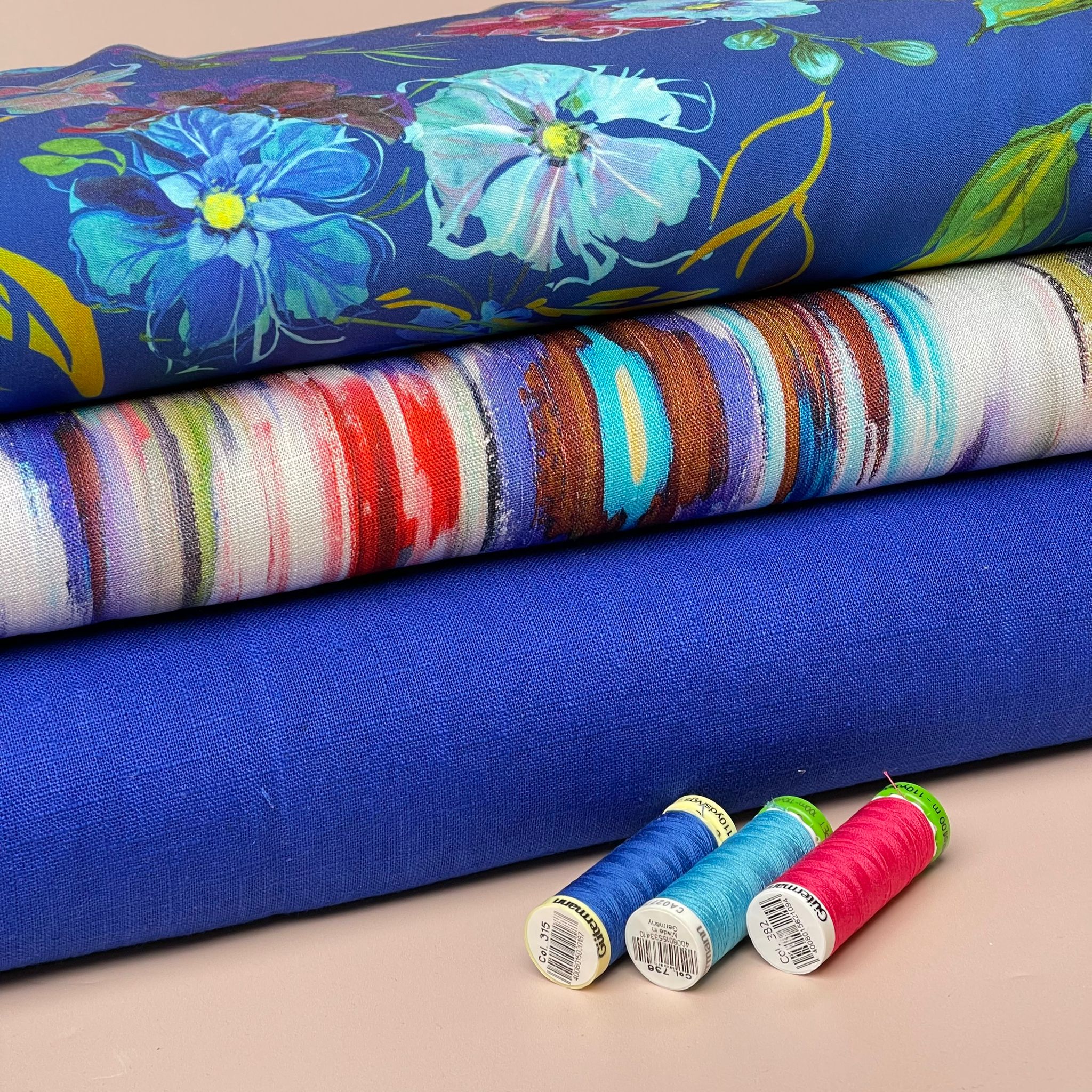 Breeze Royal Blue - Enzyme Washed Linen Cotton Fabric