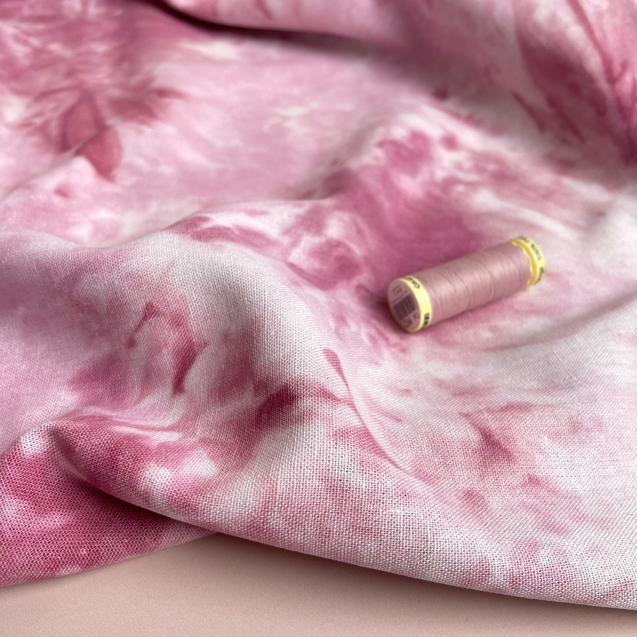 Pink Tie Dye Linen Viscose Blend Fabric