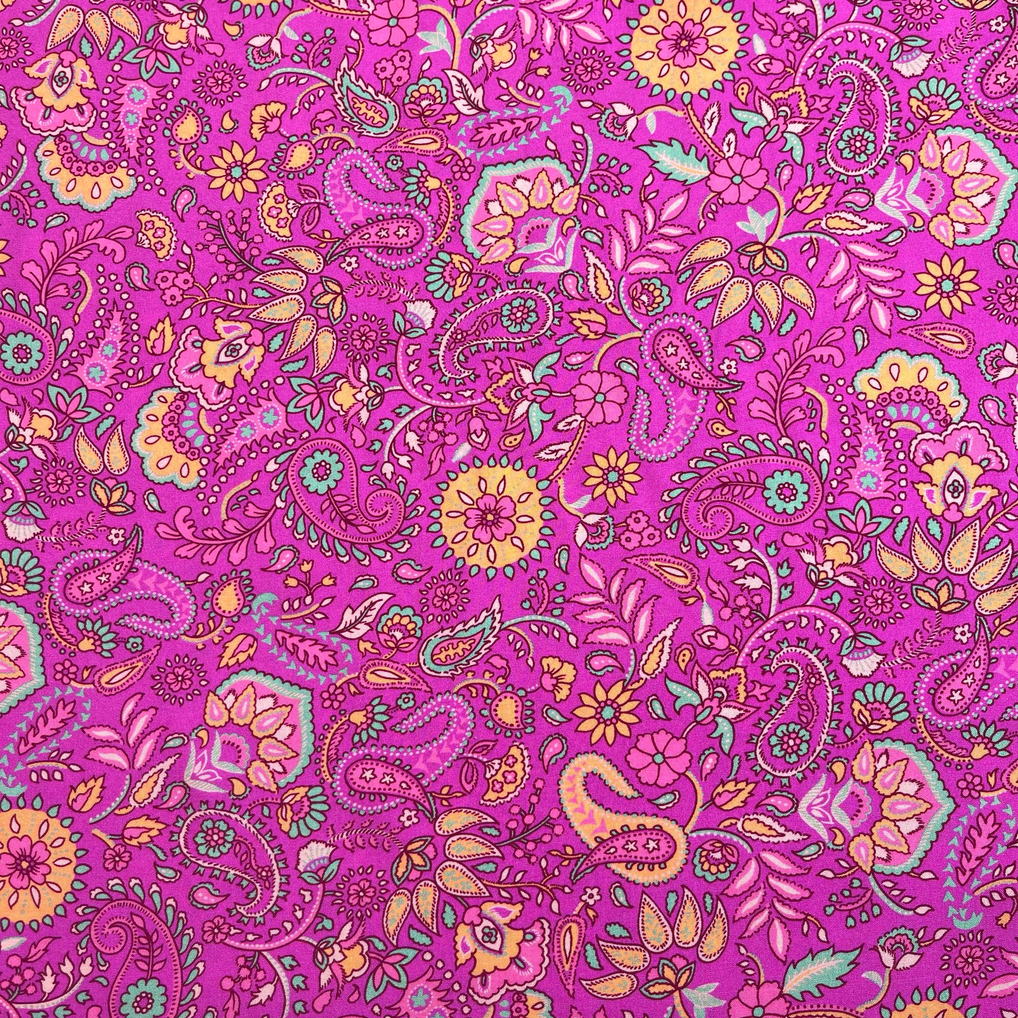 Fuchsia Paisley LENZING™ ECOVERO™ Viscose Fabric