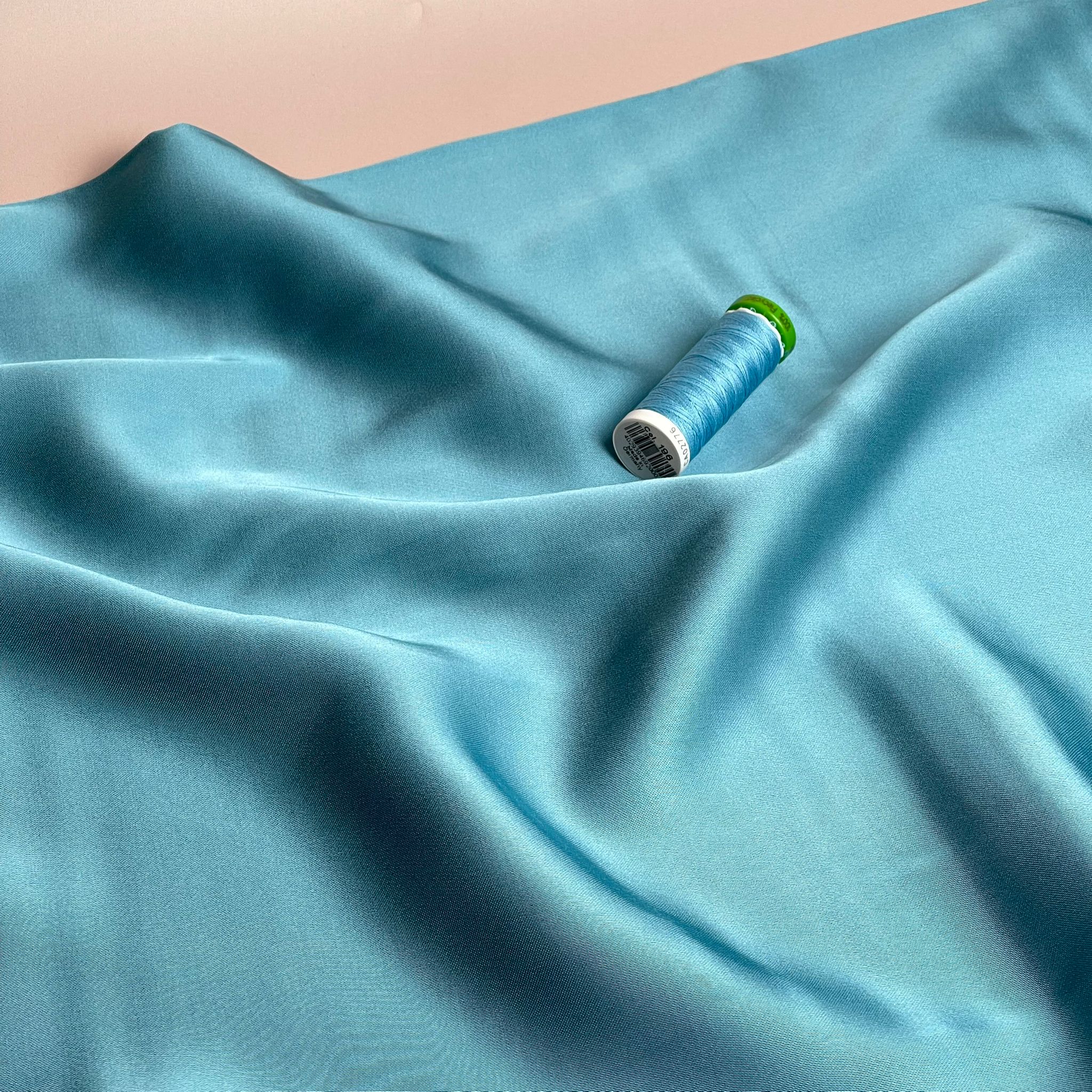 Turquoise Solid Viscose Sateen Fabric