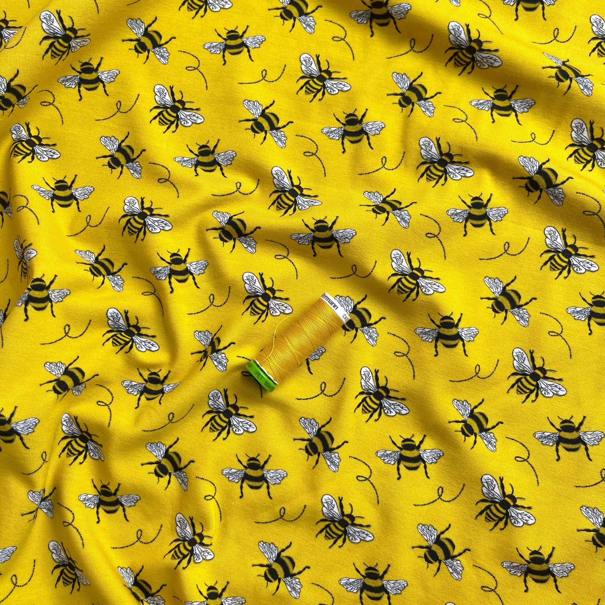Busy Bees Organic Cotton Knit Fabric