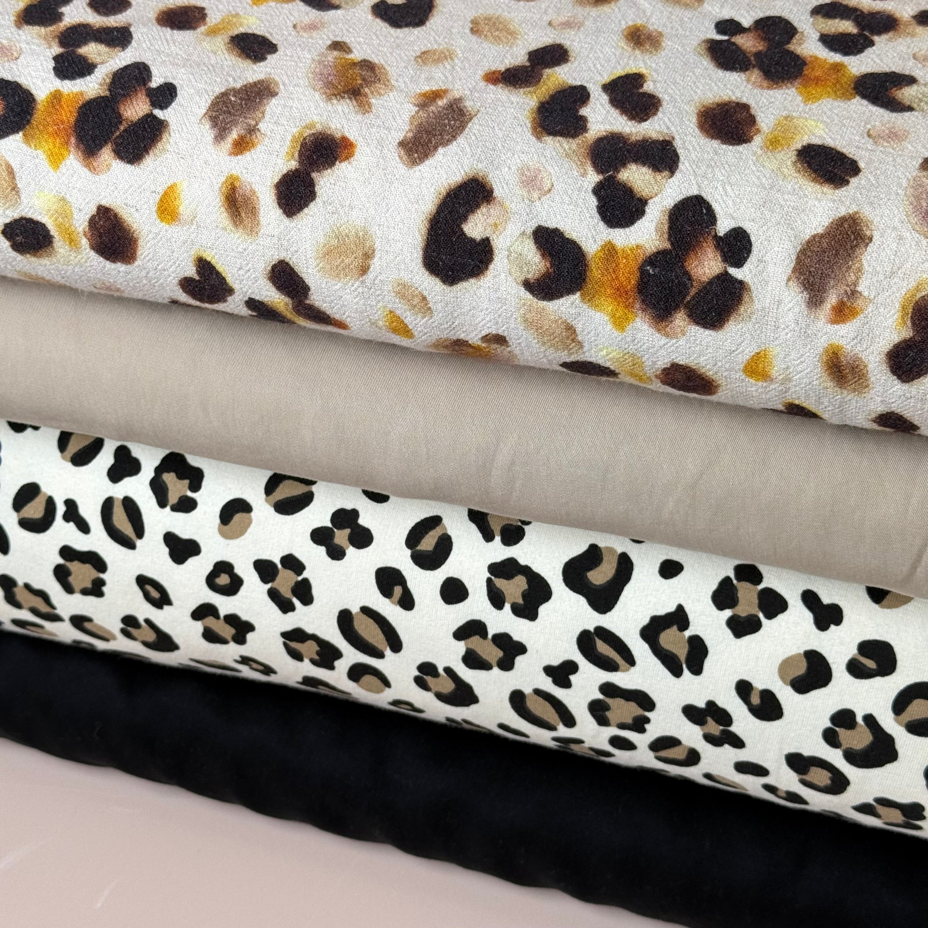 Abstract Animal Viscose Linen Crepe Fabric