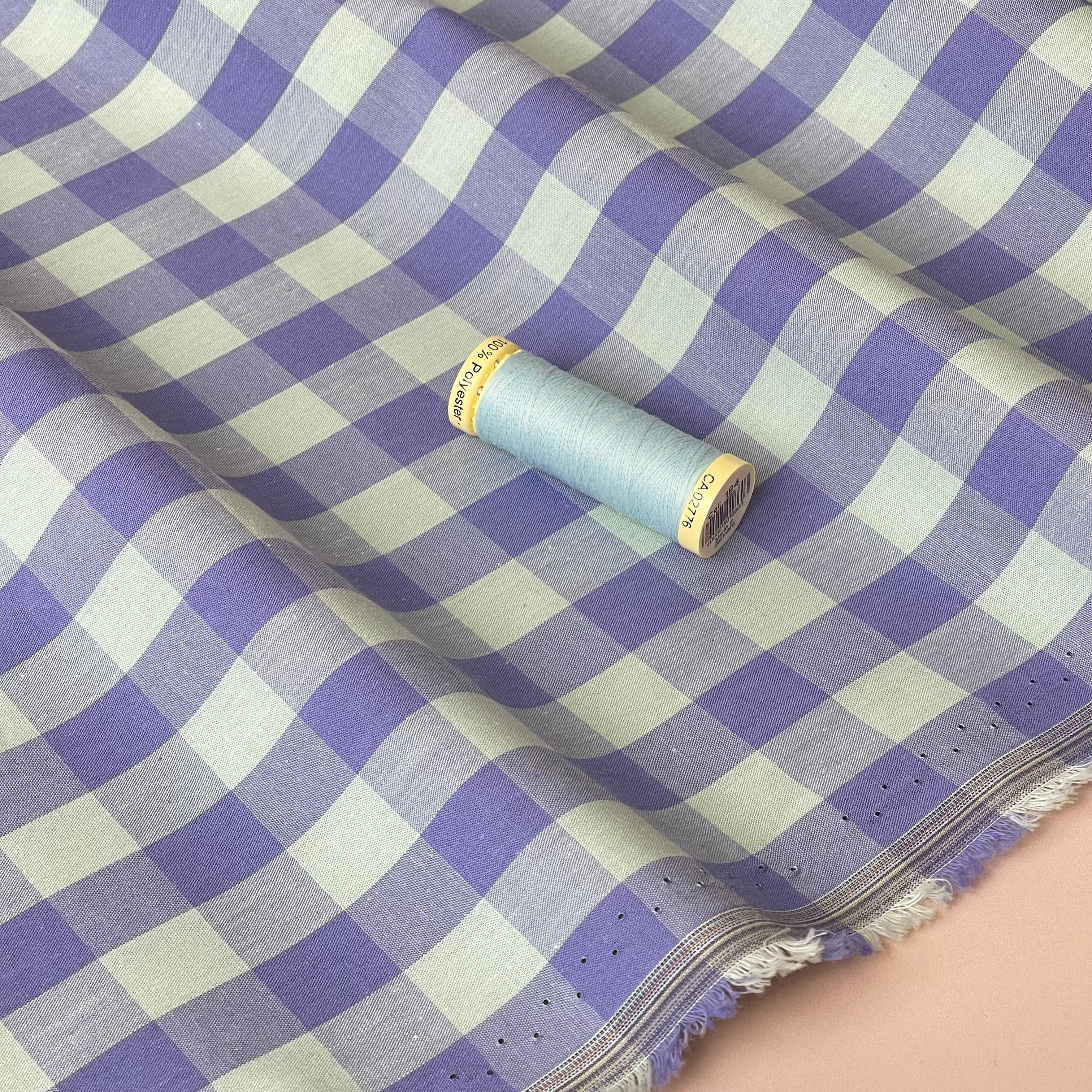 Yarn Dyed Purple & Aqua Gingham Cotton Fabric