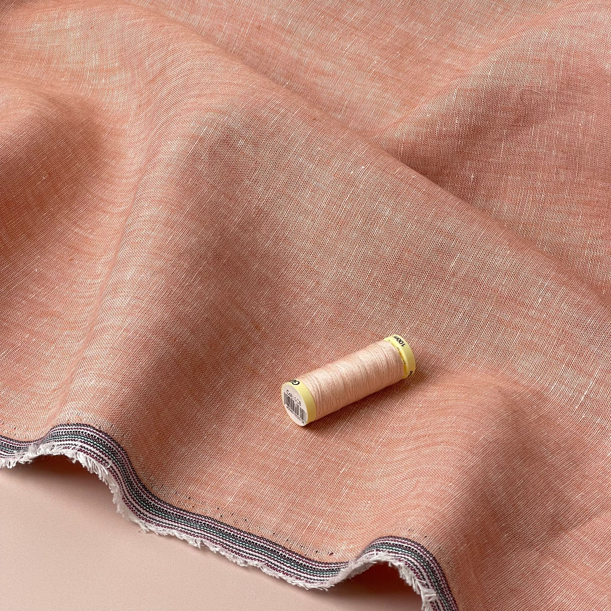Yarn Dyed Pure Linen Fabric in Dusty Salmon