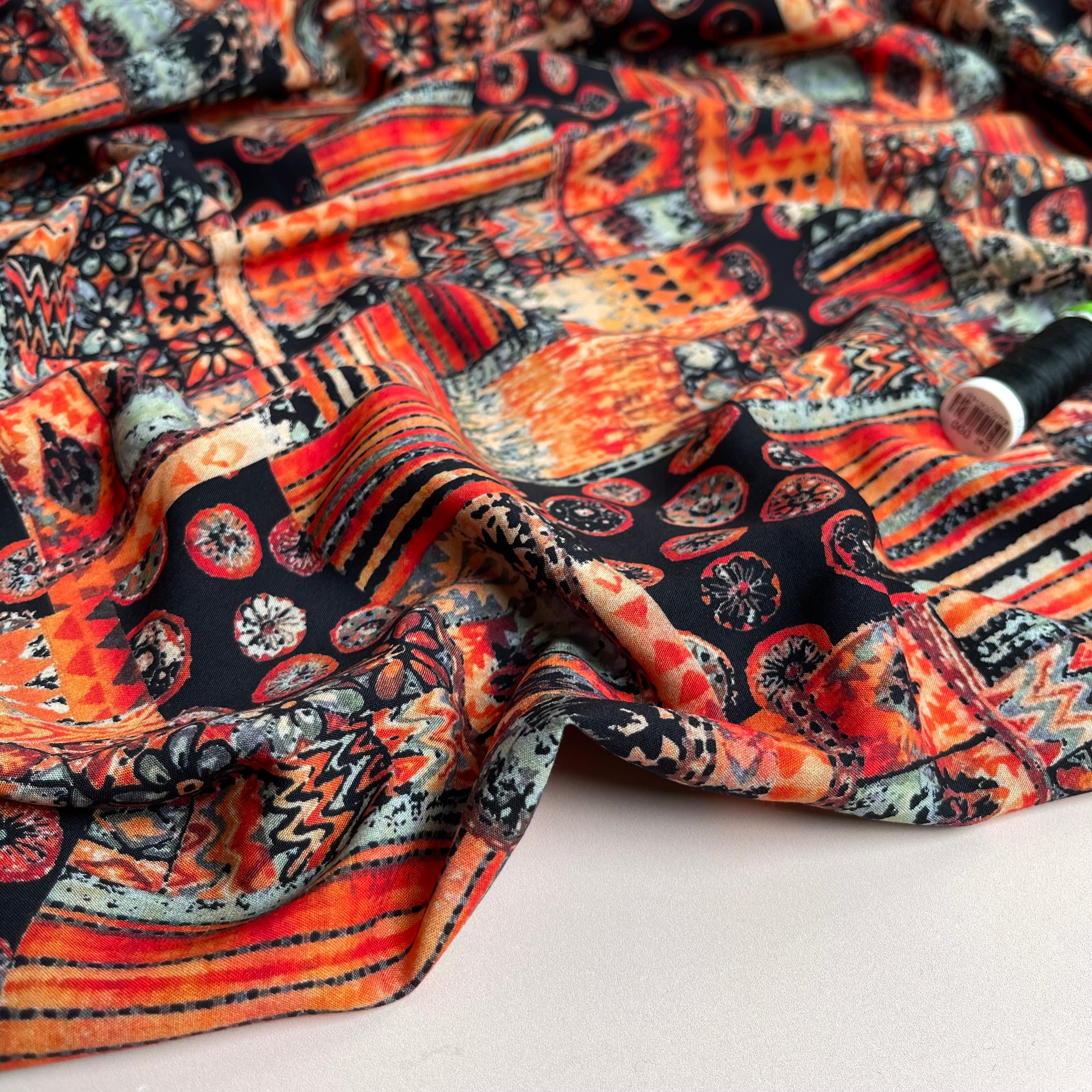 Tapestry Burnt Orange Viscose Fabric