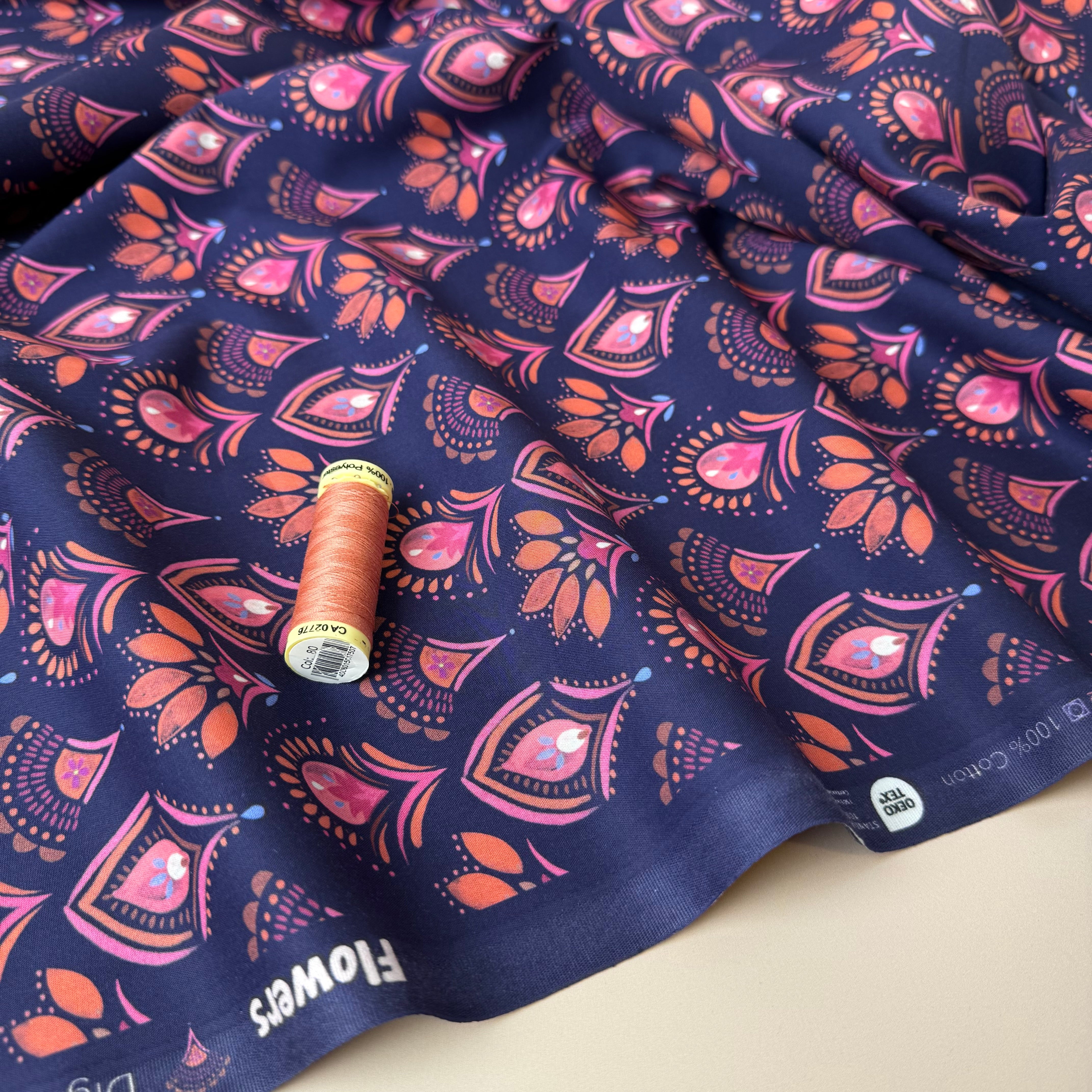 Ornament Flowers Fine Cotton Poplin Fabric