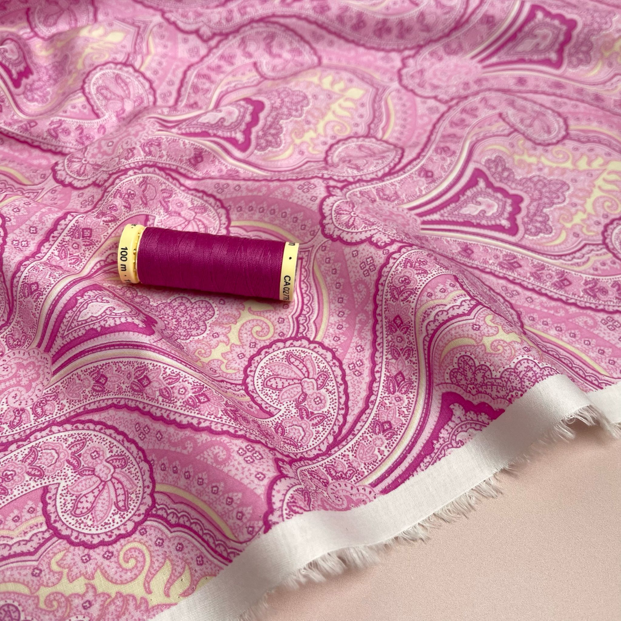 Pink Paisley Cotton Lawn Fabric