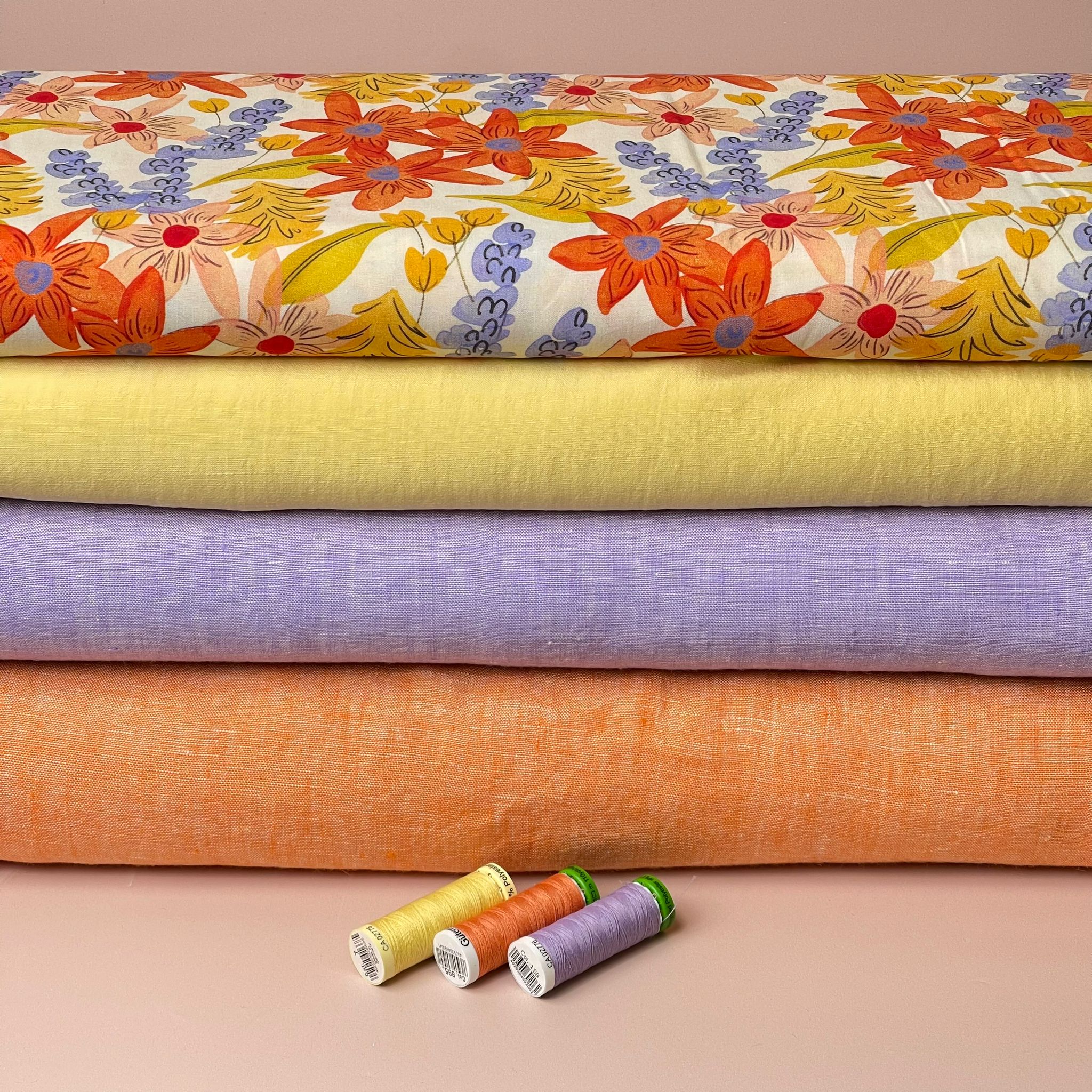 Yarn Dyed Pure Linen Fabric in Apricot
