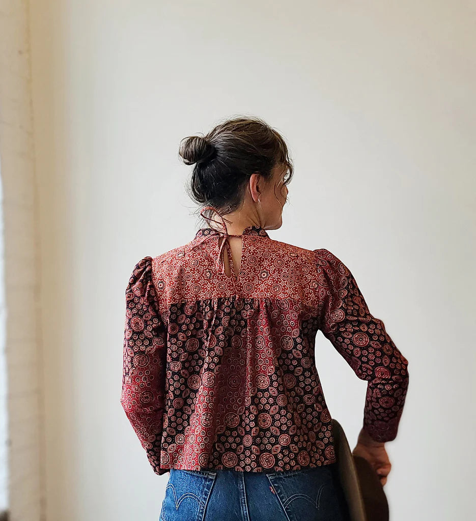 Sewing Kit - Regalia Blouse in Hazy Foliage Viscose