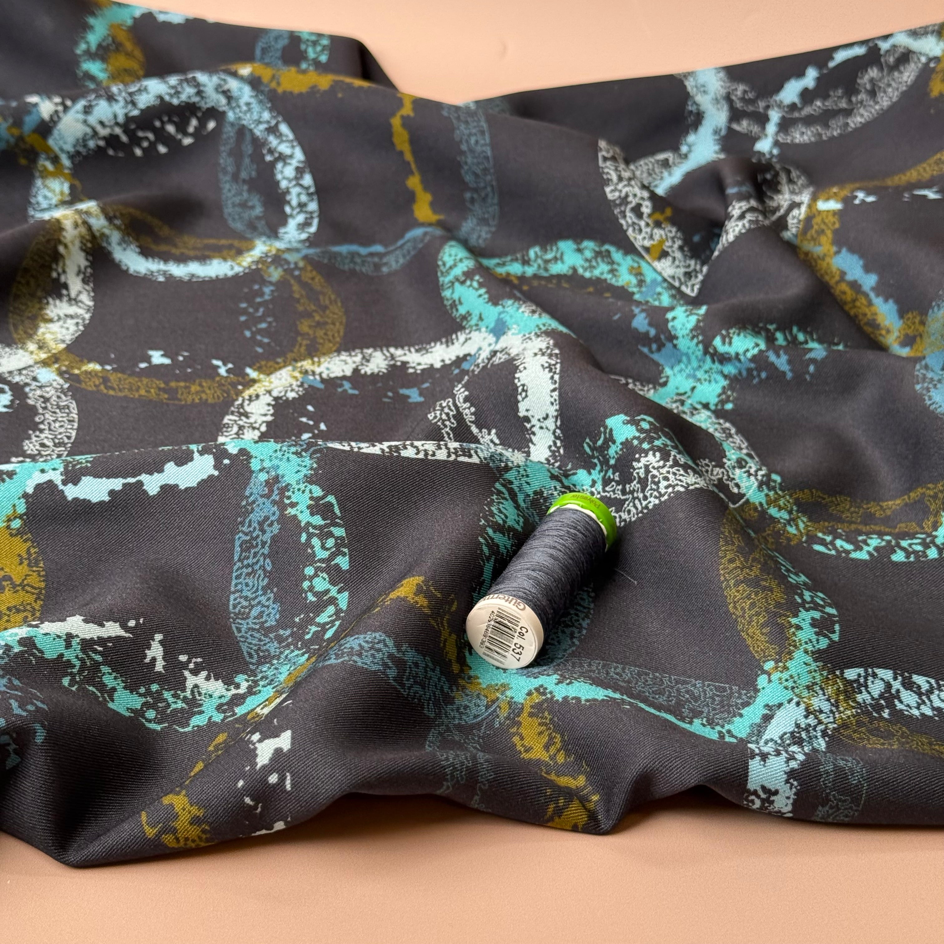 Light & Lush - Ocean Circles Viscose Twill Fabric