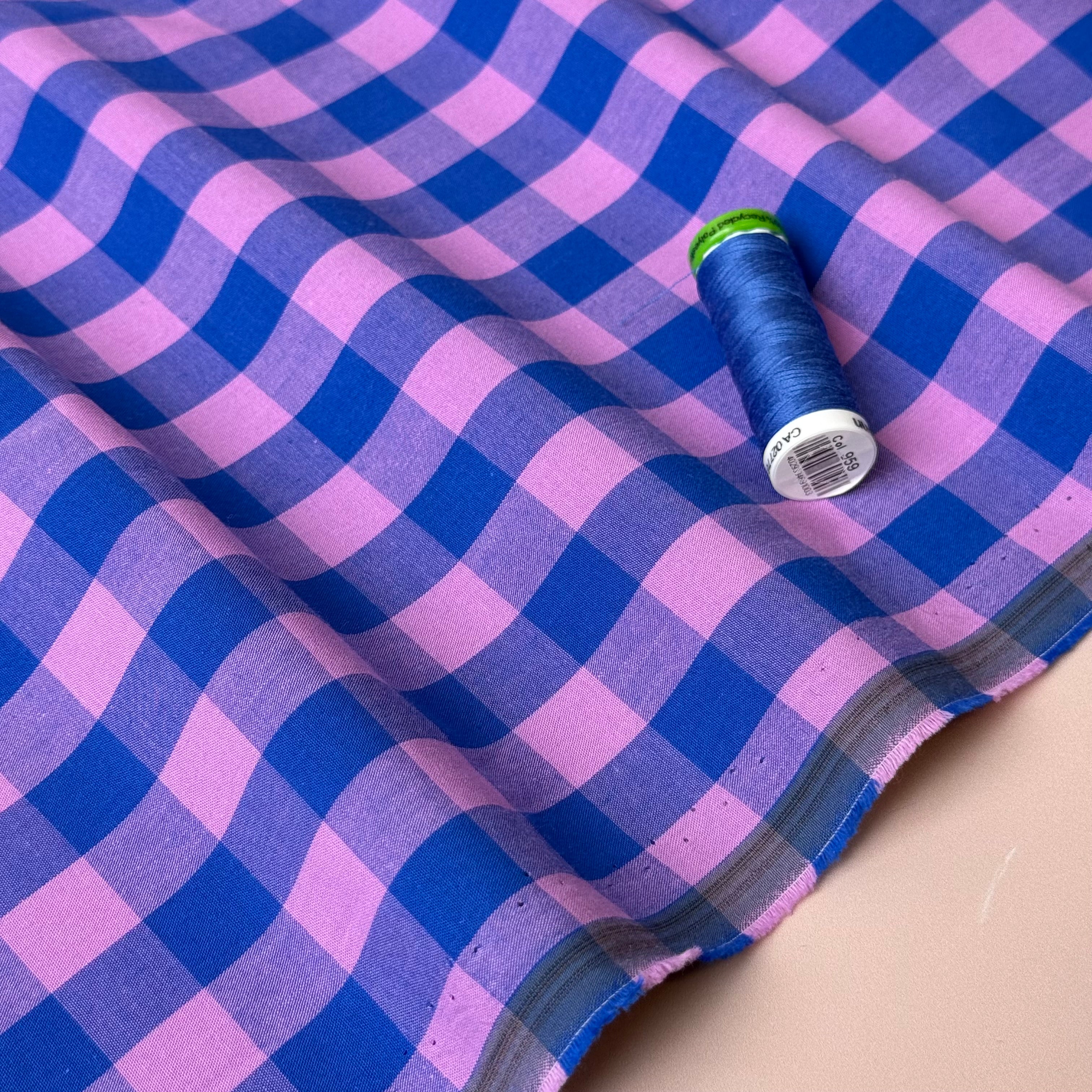 Yarn Dyed French Mauve Gingham Cotton Fabric
