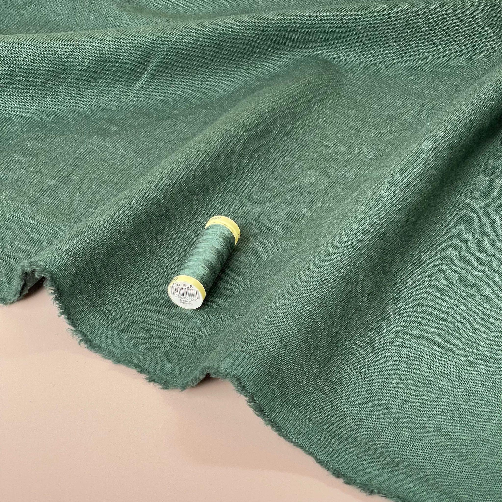 REMNANT 0.95 Metre - Breeze Forest Green - Enzyme Washed Linen Cotton Fabric