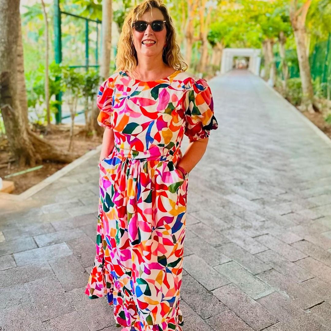 Summer Party - Rainbow Leaves Spring Viscose Fabric