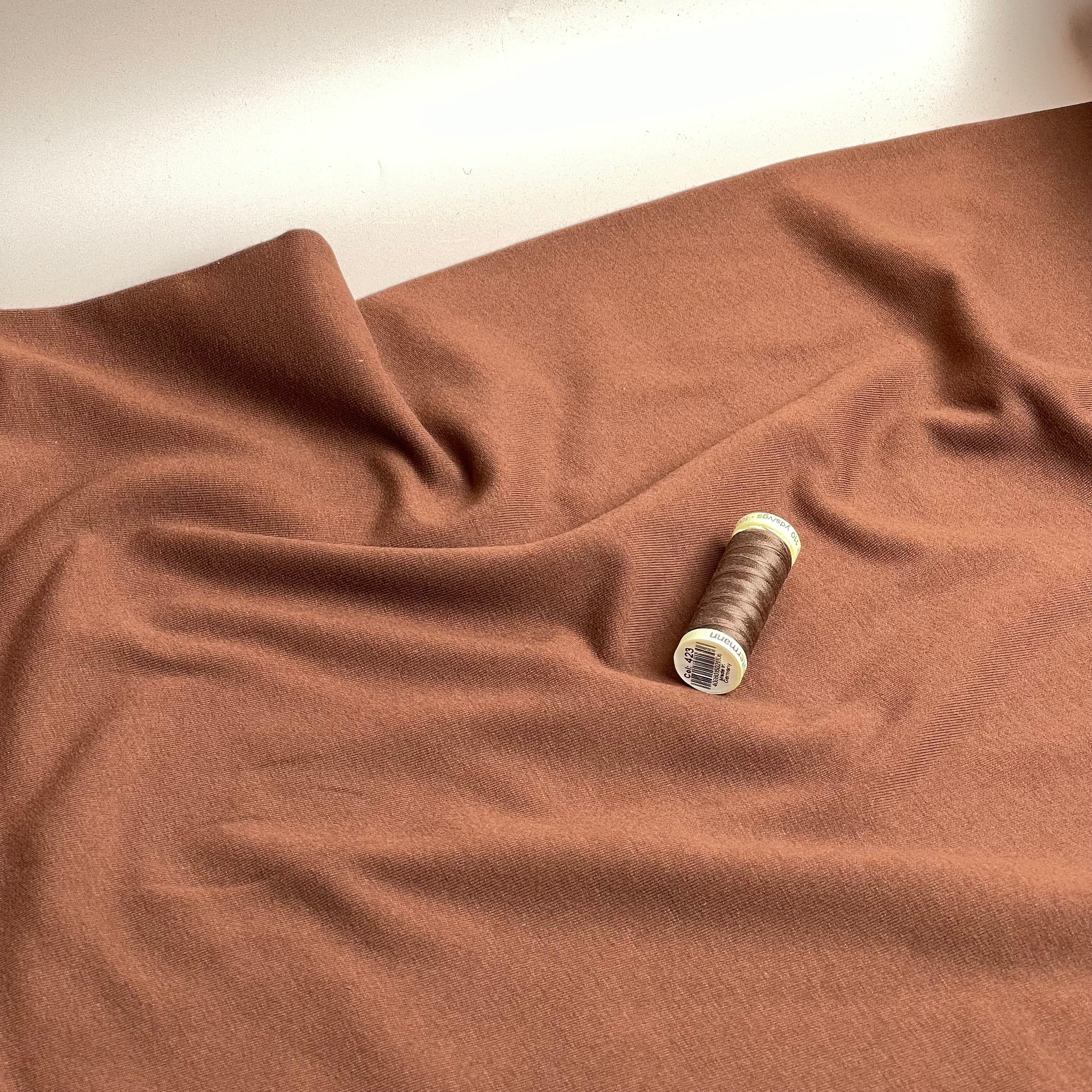 REMNANT 0.47 Metre - Brushed Cotton Sweat-shirting in Brown