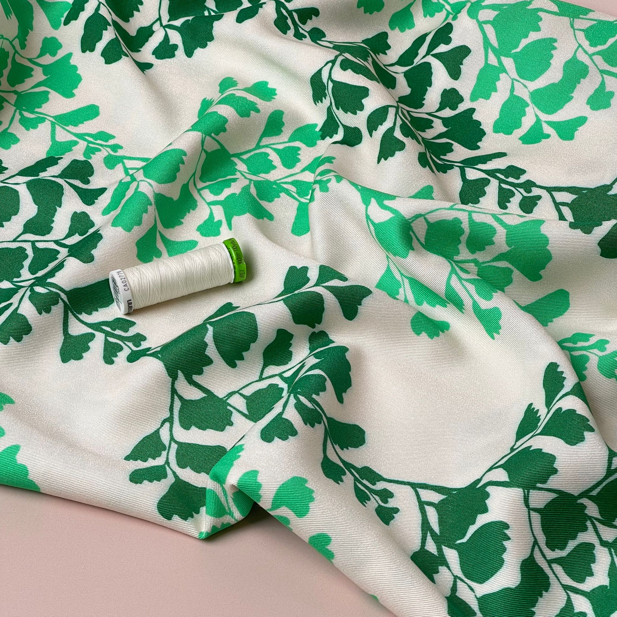 Light & Lush - Emerald Leaves Viscose Twill Fabric